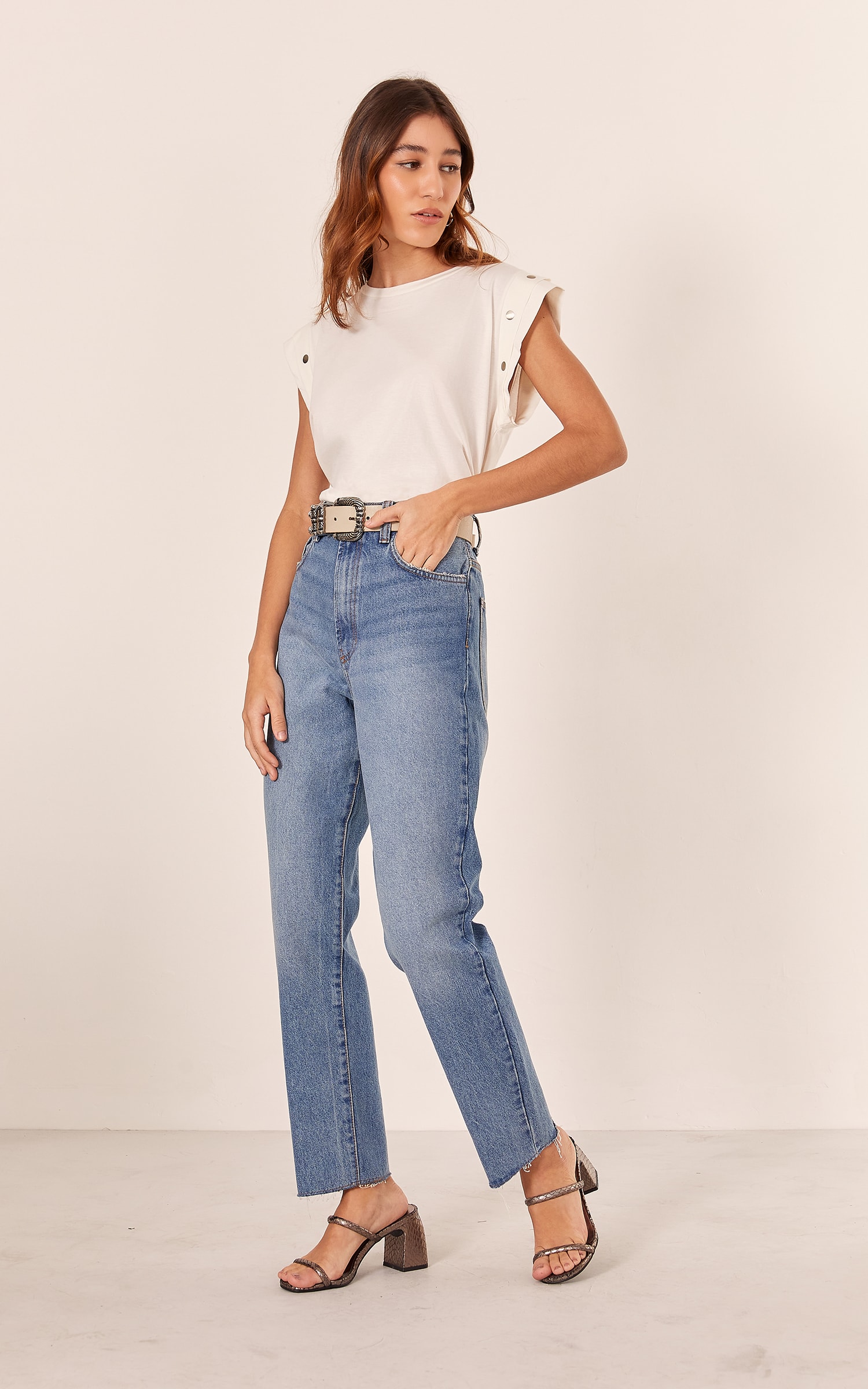 Blusa Malha Tachas Off White