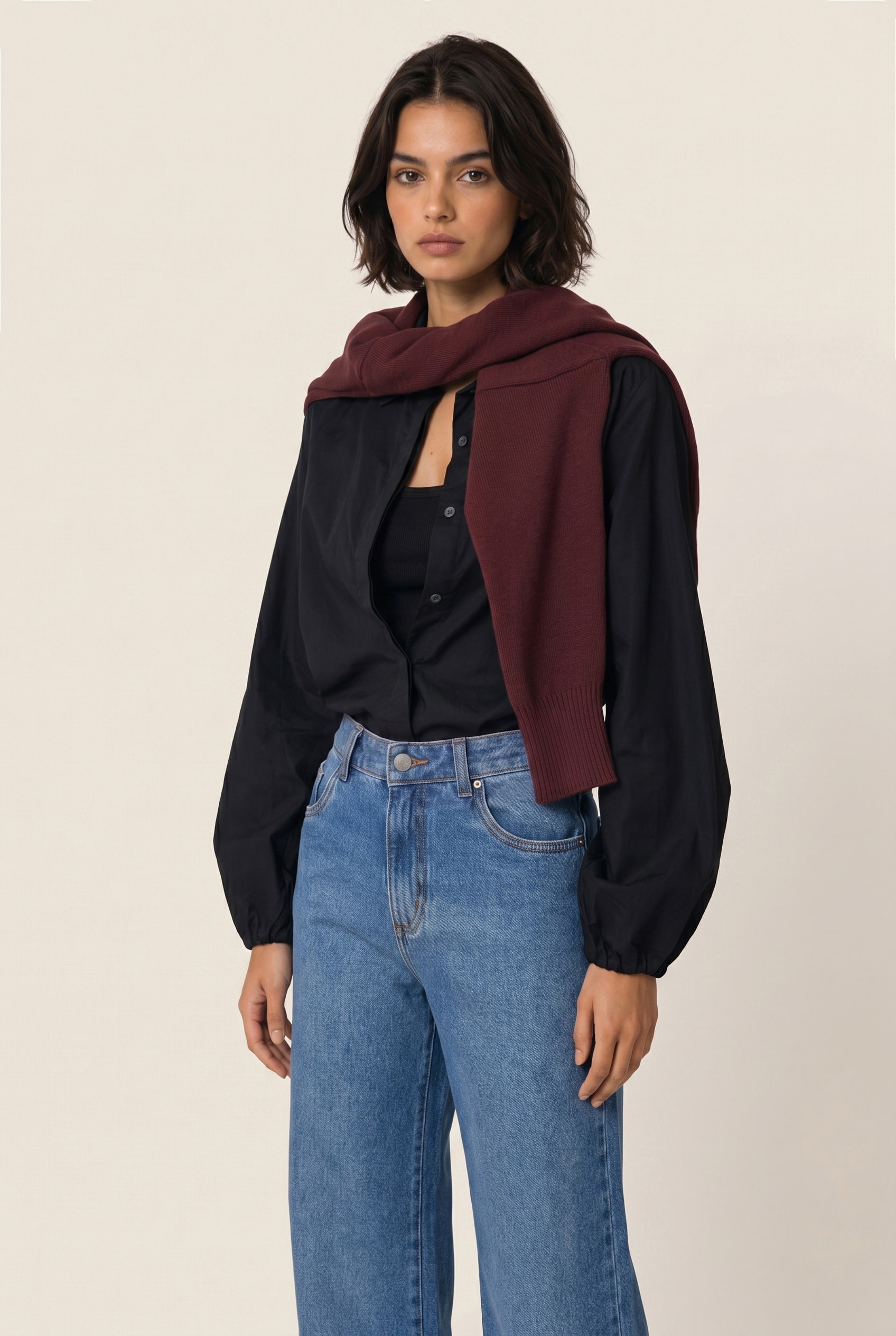 Blusa Manga Balone Preto