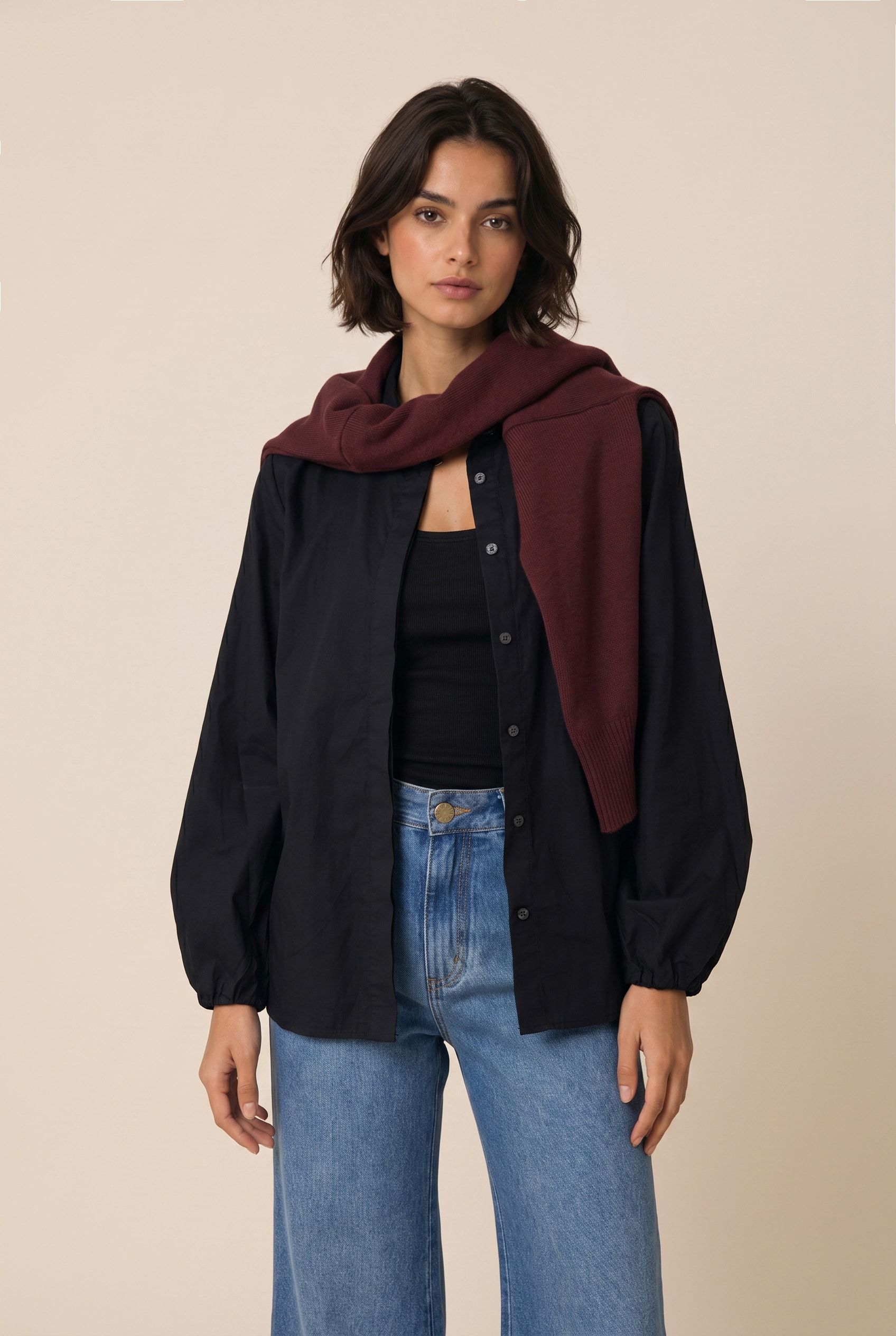 Blusa Manga Balone Preto