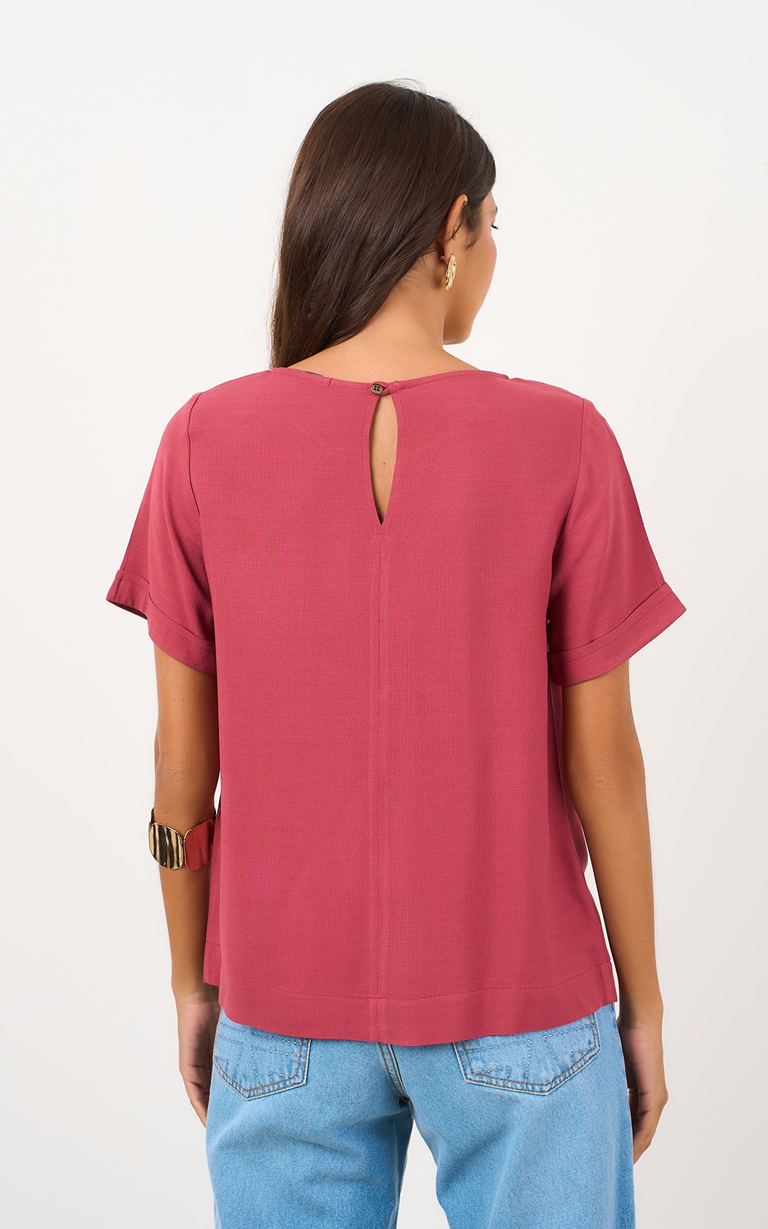 Blusa Manga Curta Basic Mauve