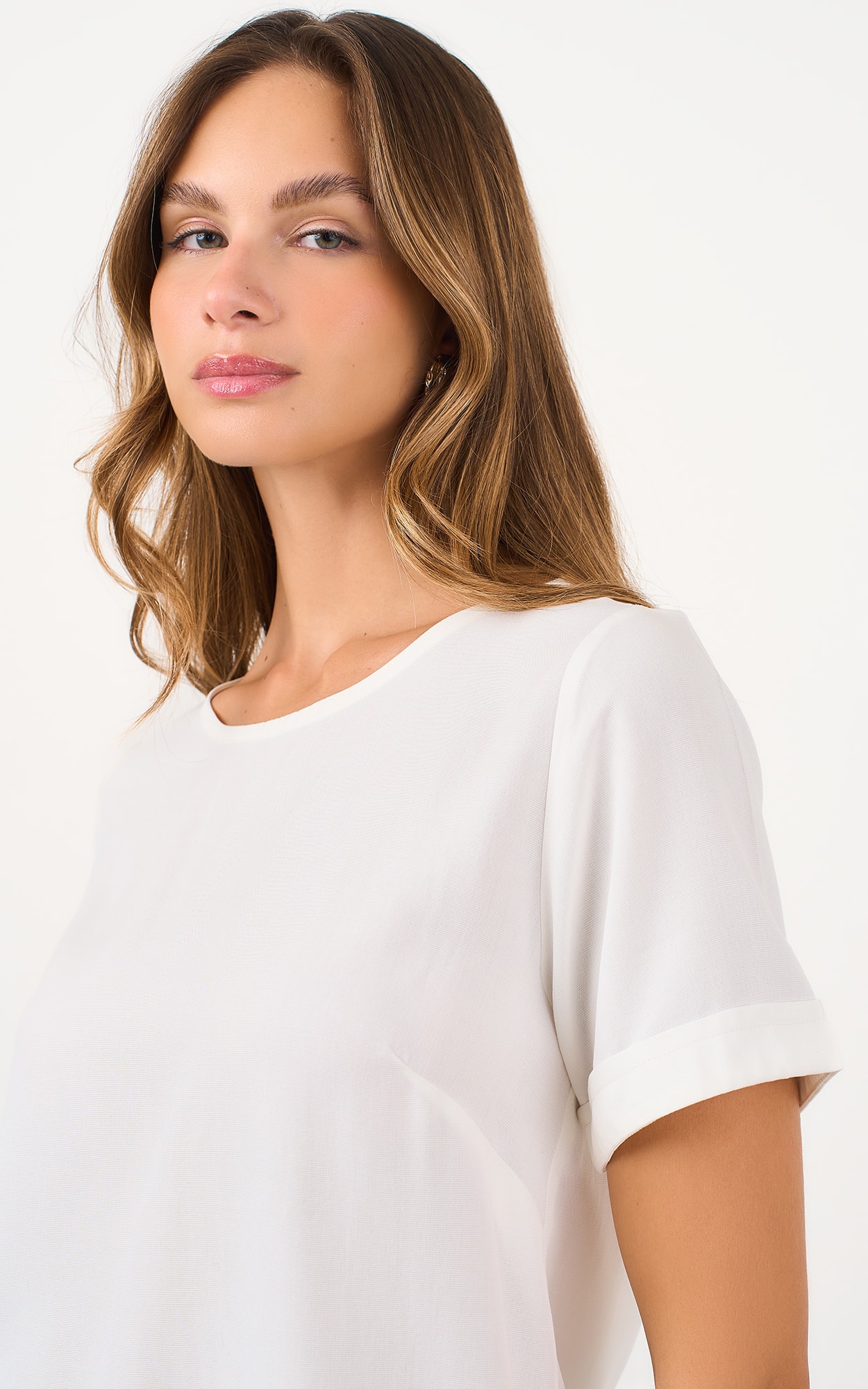 Blusa Manga Curta Basic Off White