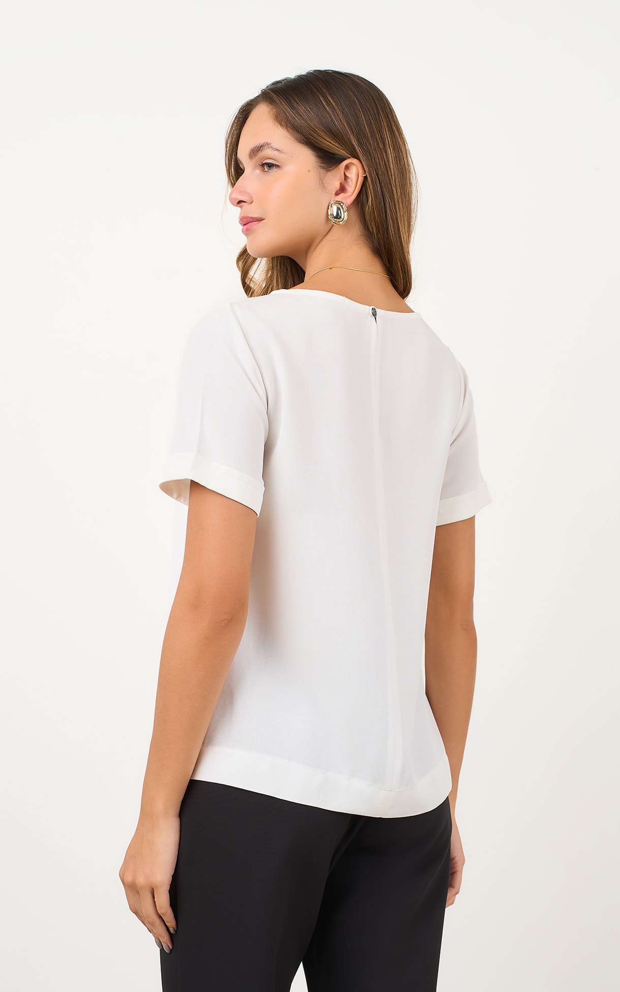 Blusa Manga Curta Basic Off White