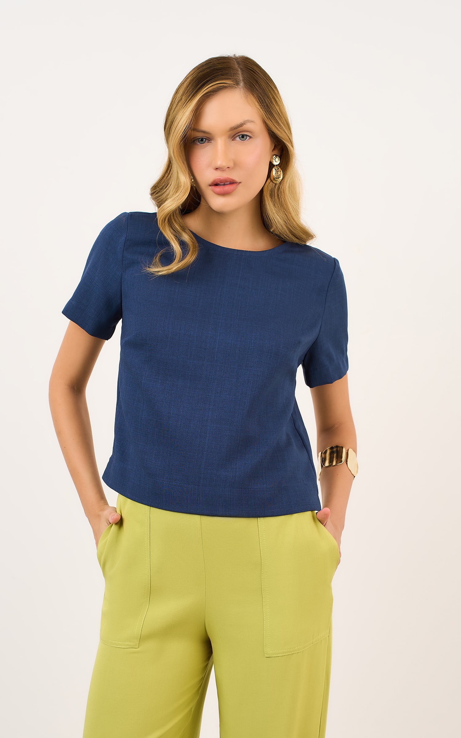 Blusa Manga Graos Marinho