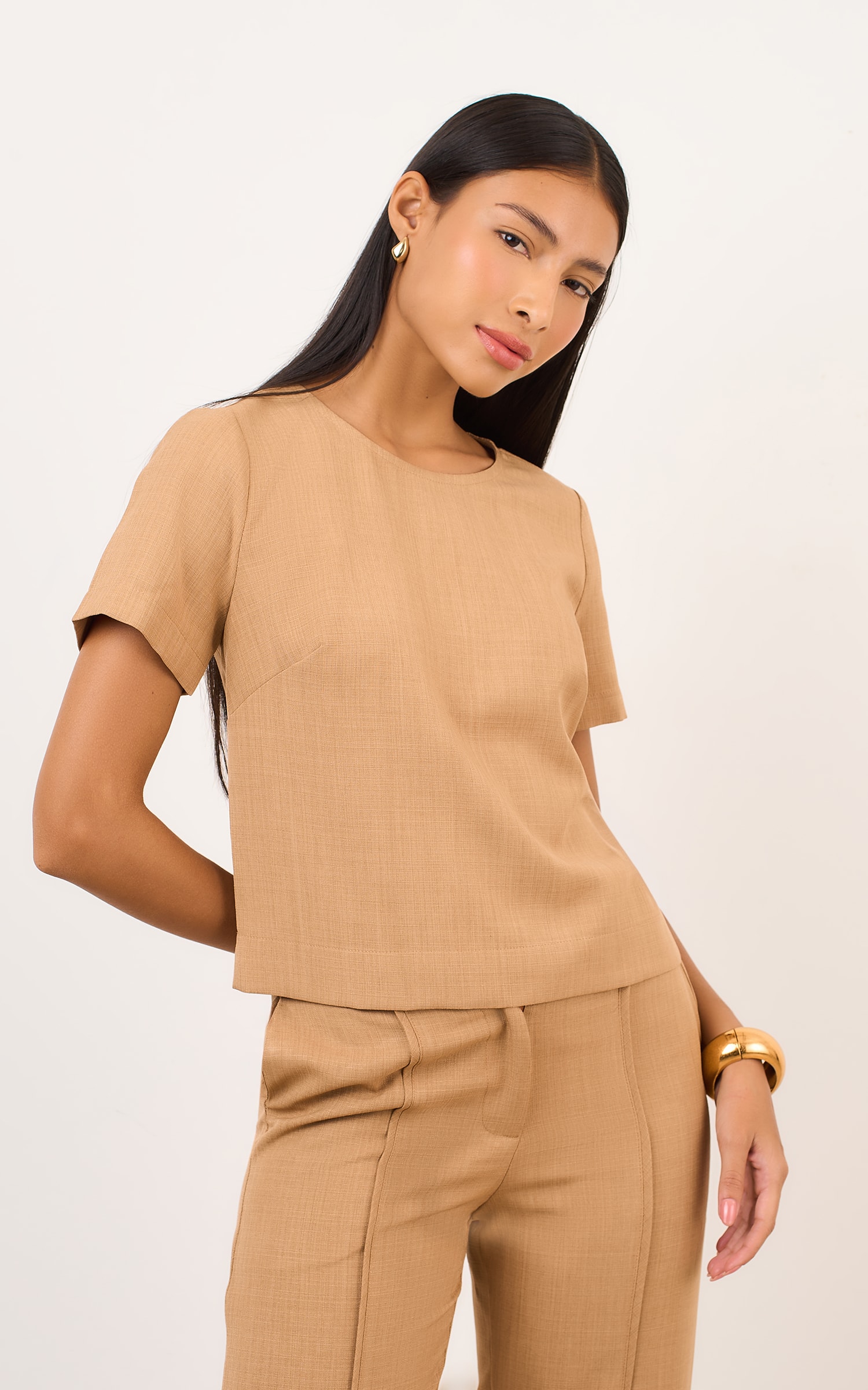 Blusa Manga Graos Peanut