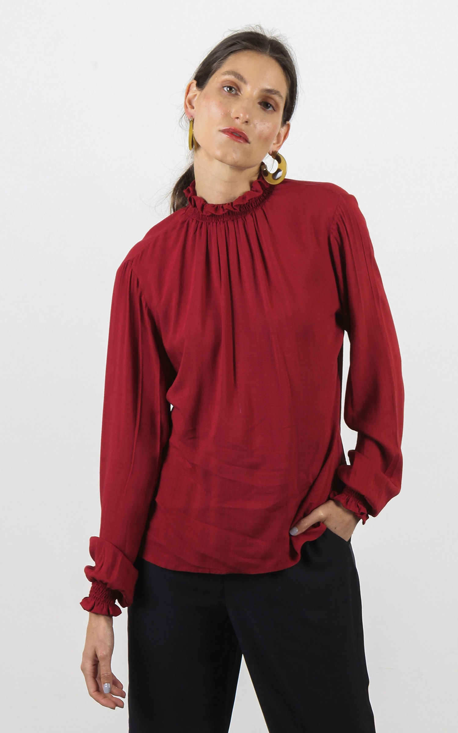 Blusa Manga Longa Gola San Vinho