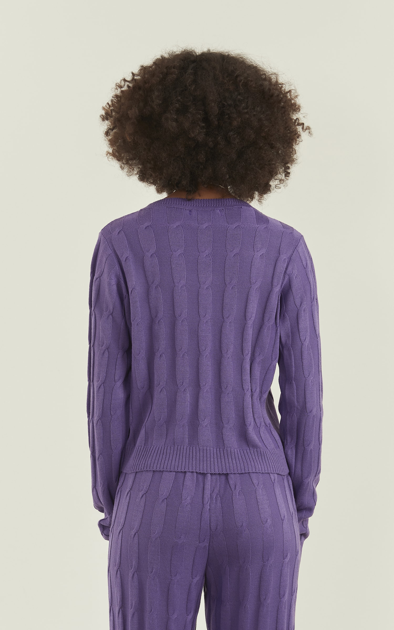 Blusa Manga Tricot Trançada Uva