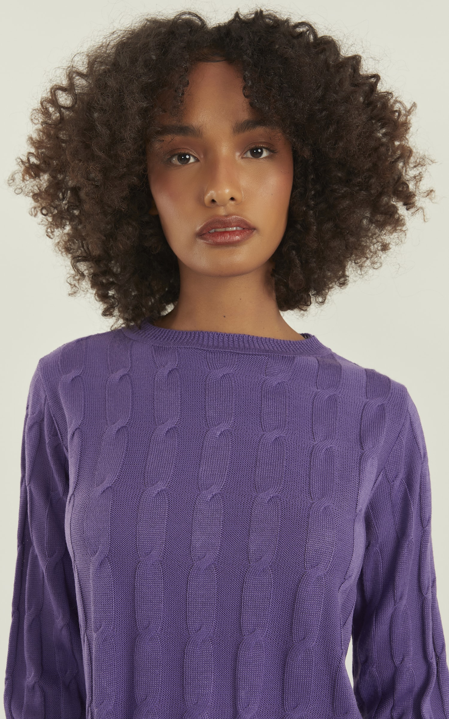 Blusa Manga Tricot Trançada Uva