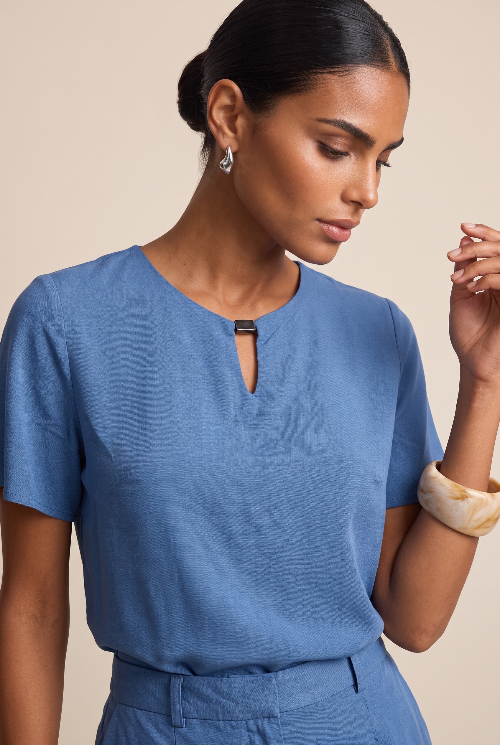 Blusa Mangas Compass Azul Mykonos