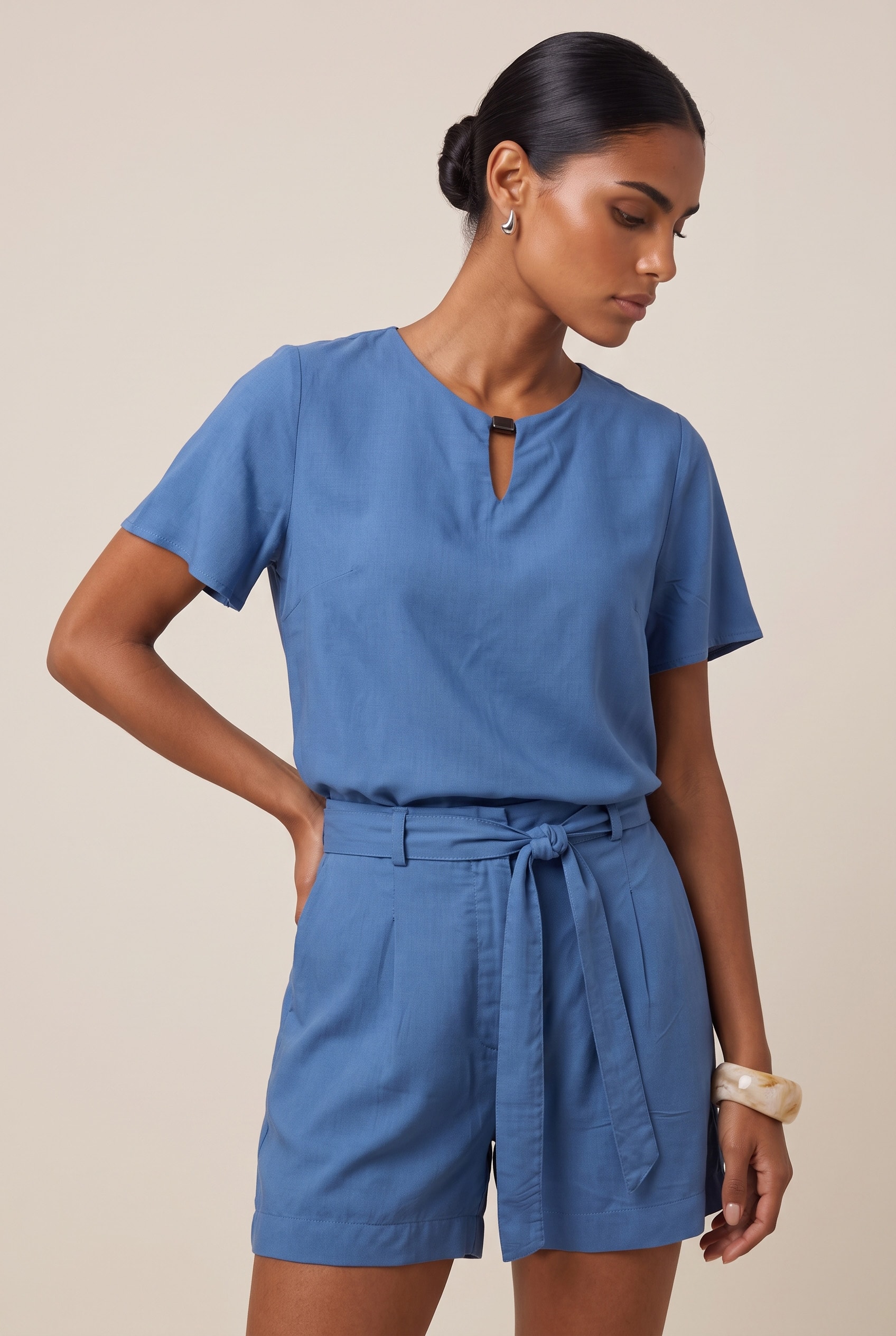 Blusa Mangas Compass Azul Mykonos
