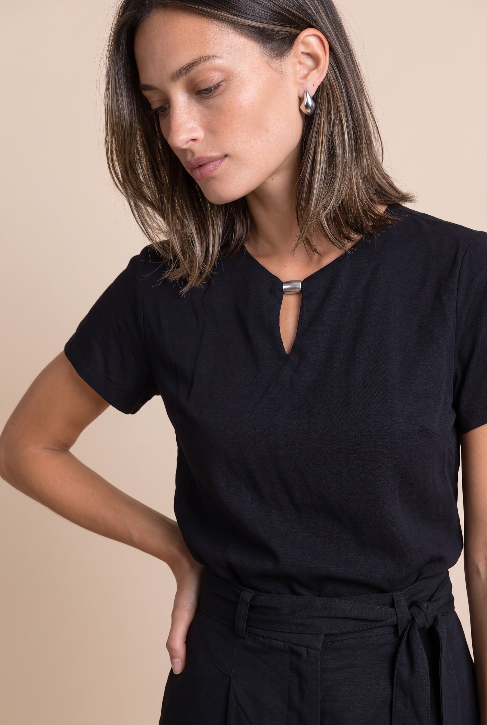 Blusa Mangas Compass Preto