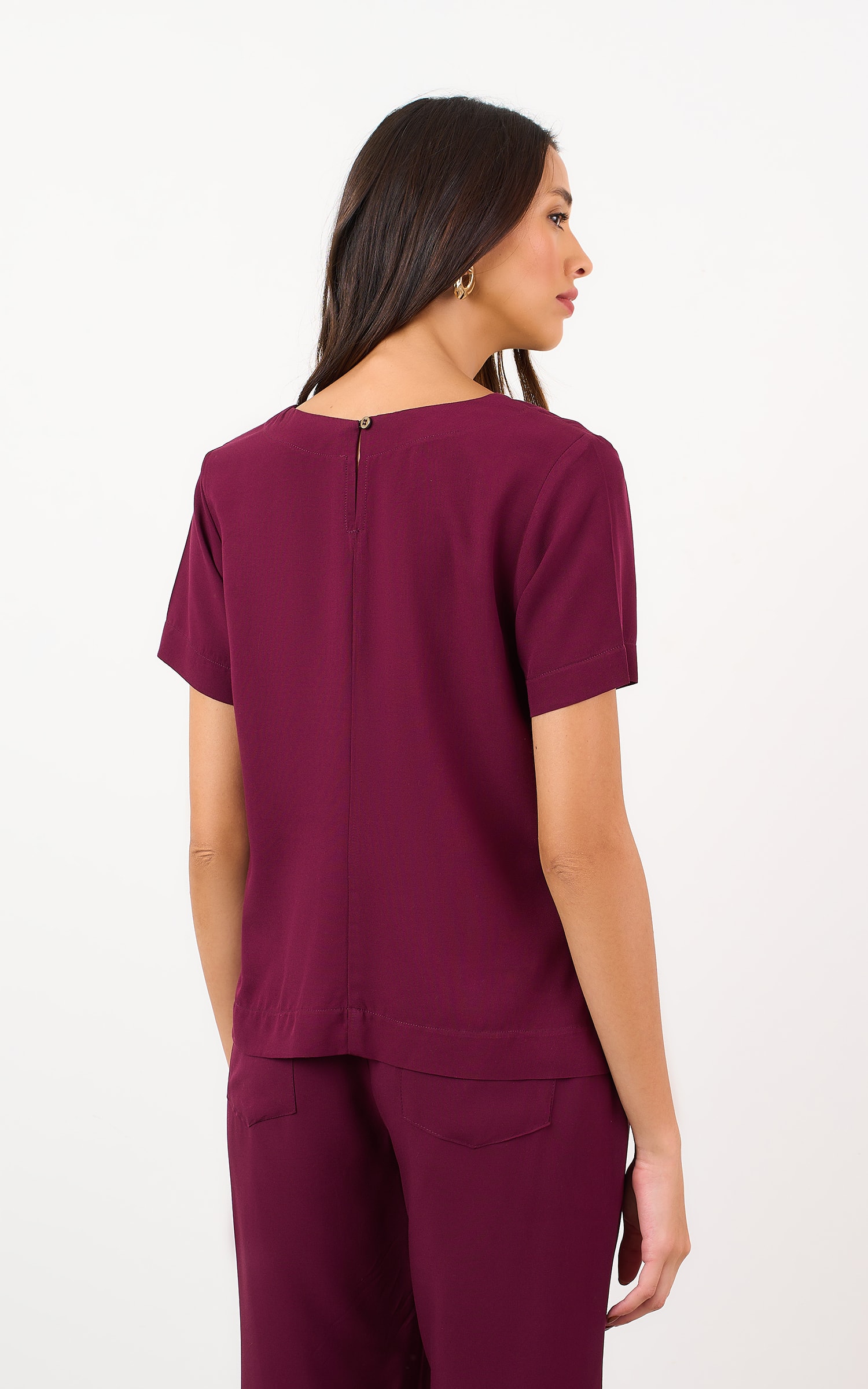 Blusa Mangas Latte Burgundy
