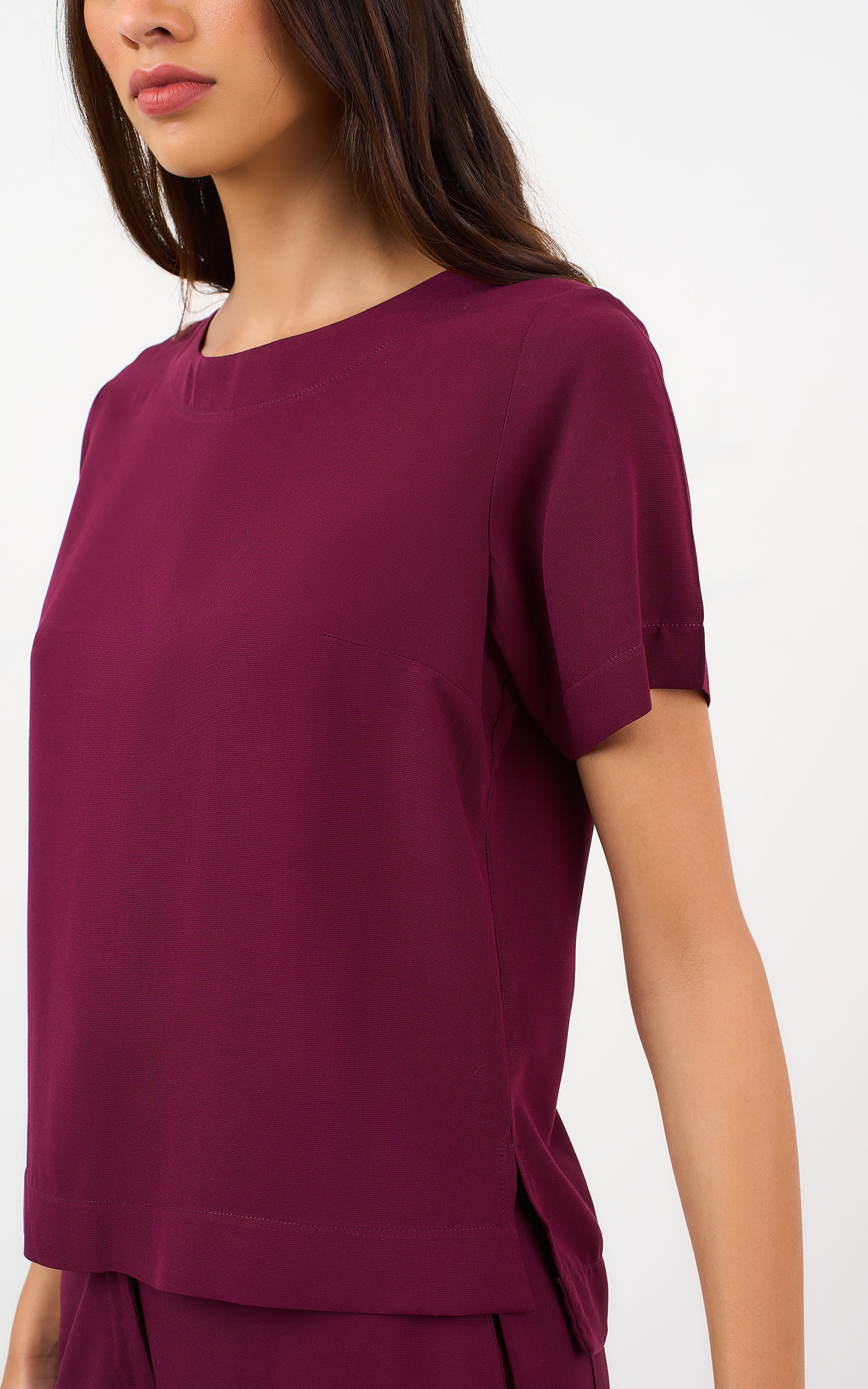 Blusa Mangas Latte Burgundy