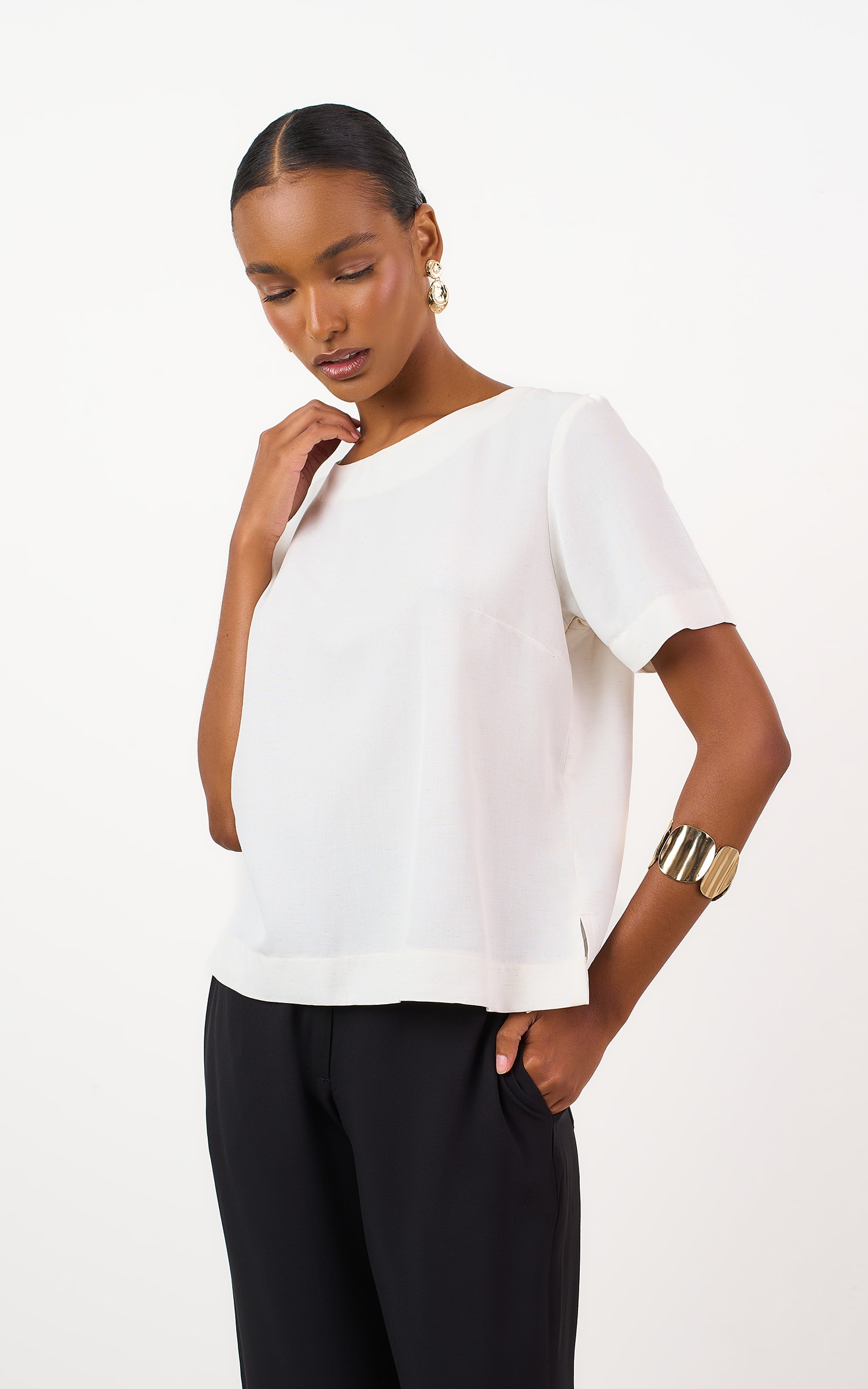 Blusa Mangas Latte Natural