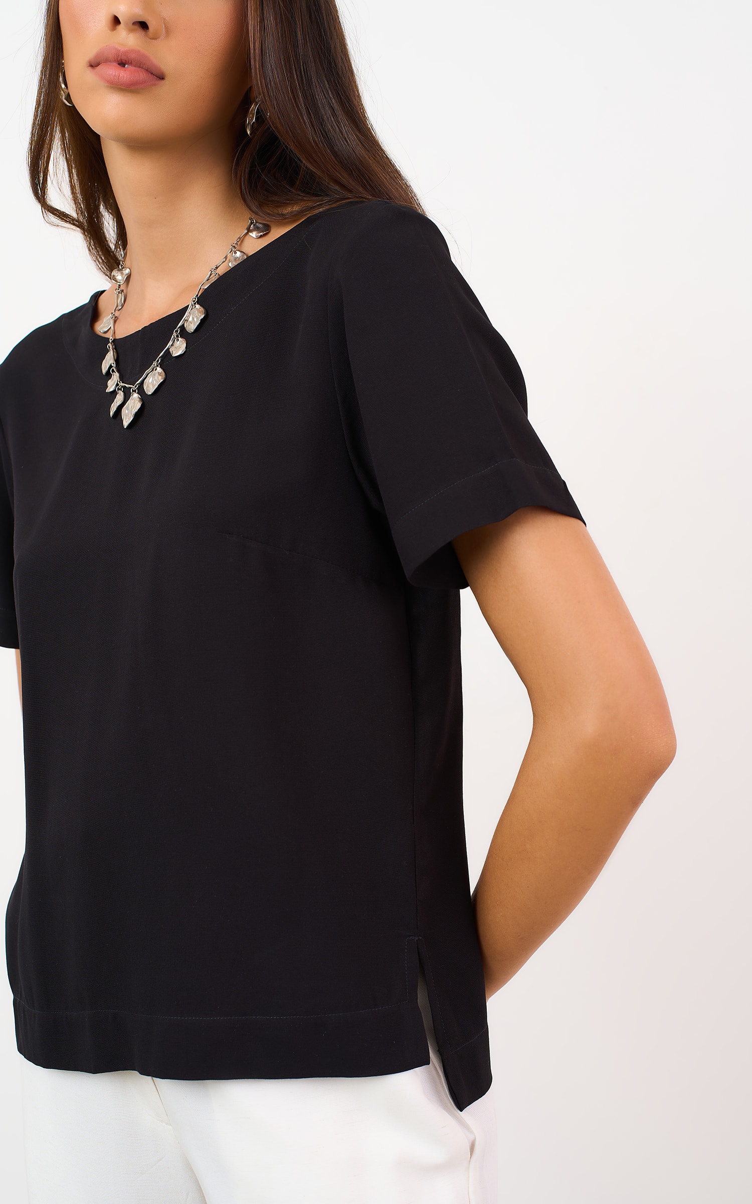 Blusa Mangas Latte Preto