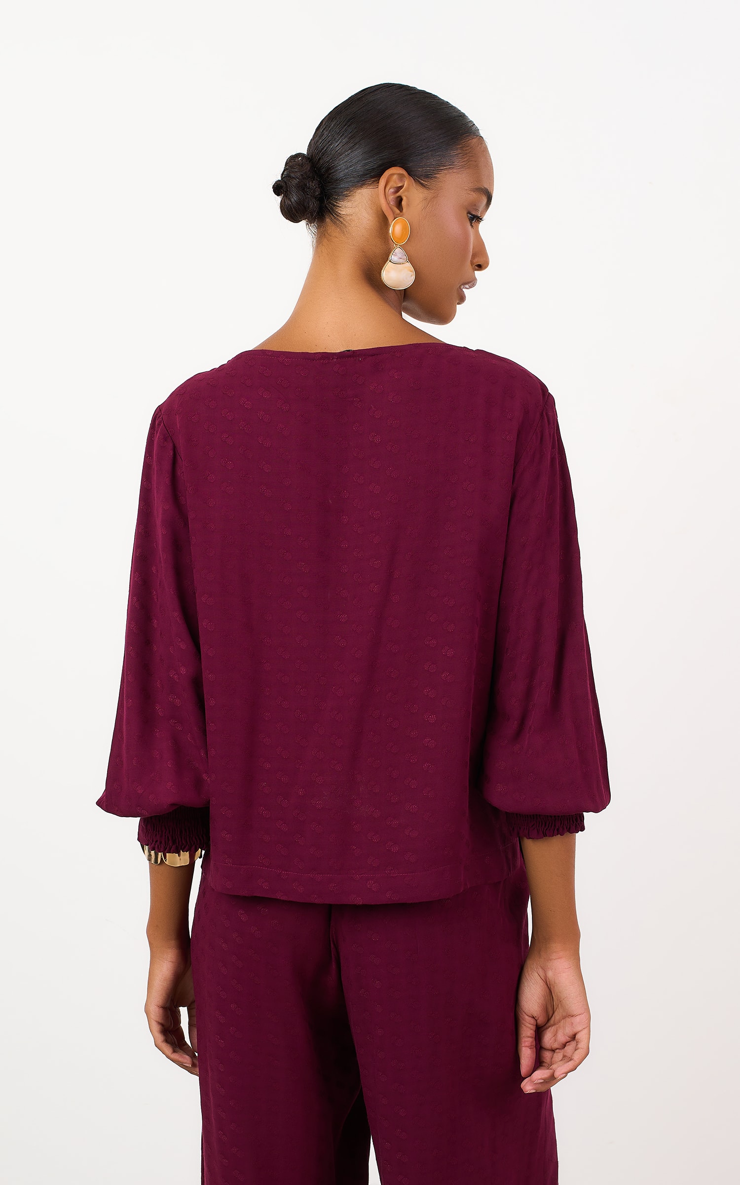 Blusa Mangas Mocha Burgundy