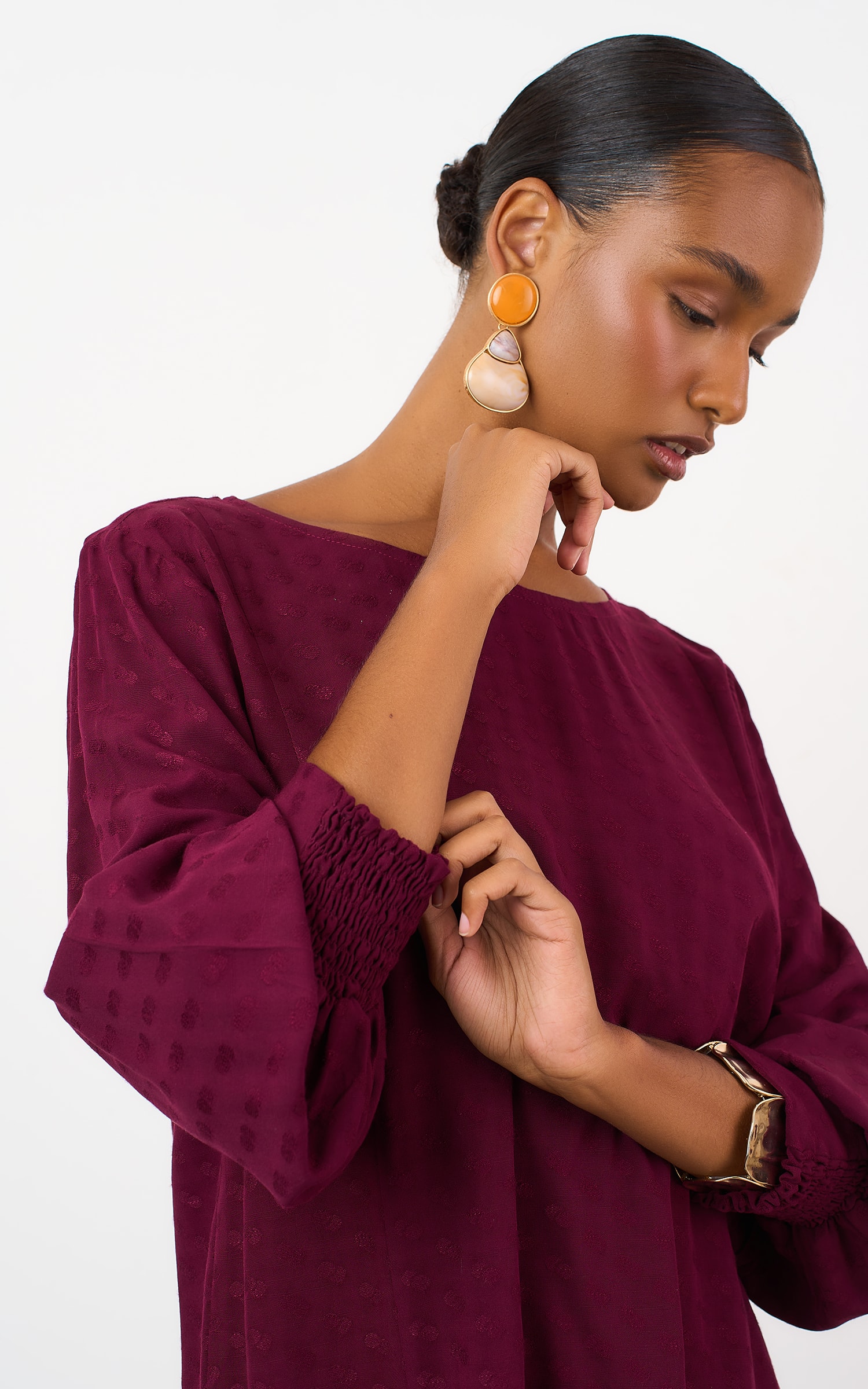 Blusa Mangas Mocha Burgundy