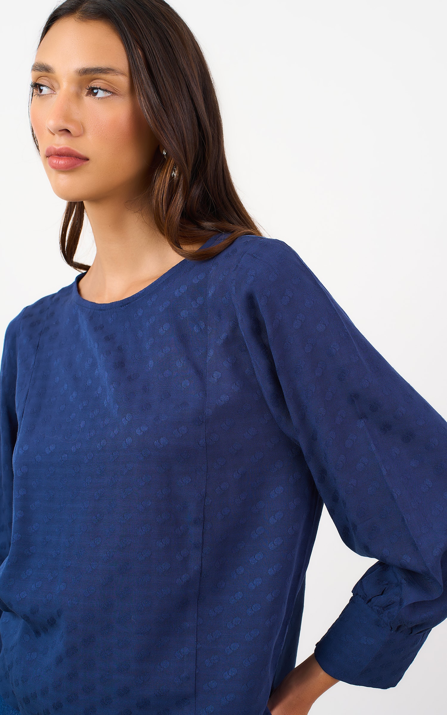 Blusa Mangas Mocha Marinho