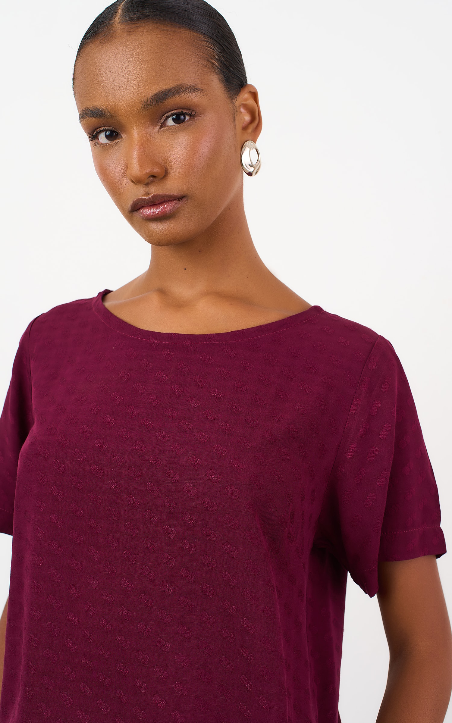 Blusa Mocha Com Manga Burgundy