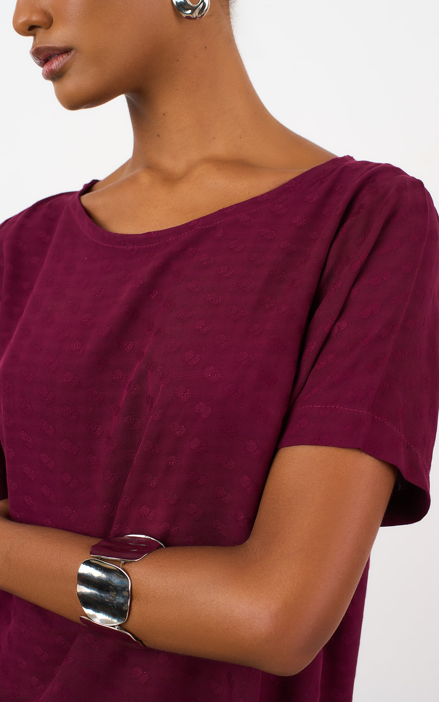 Blusa Mocha Com Manga Burgundy