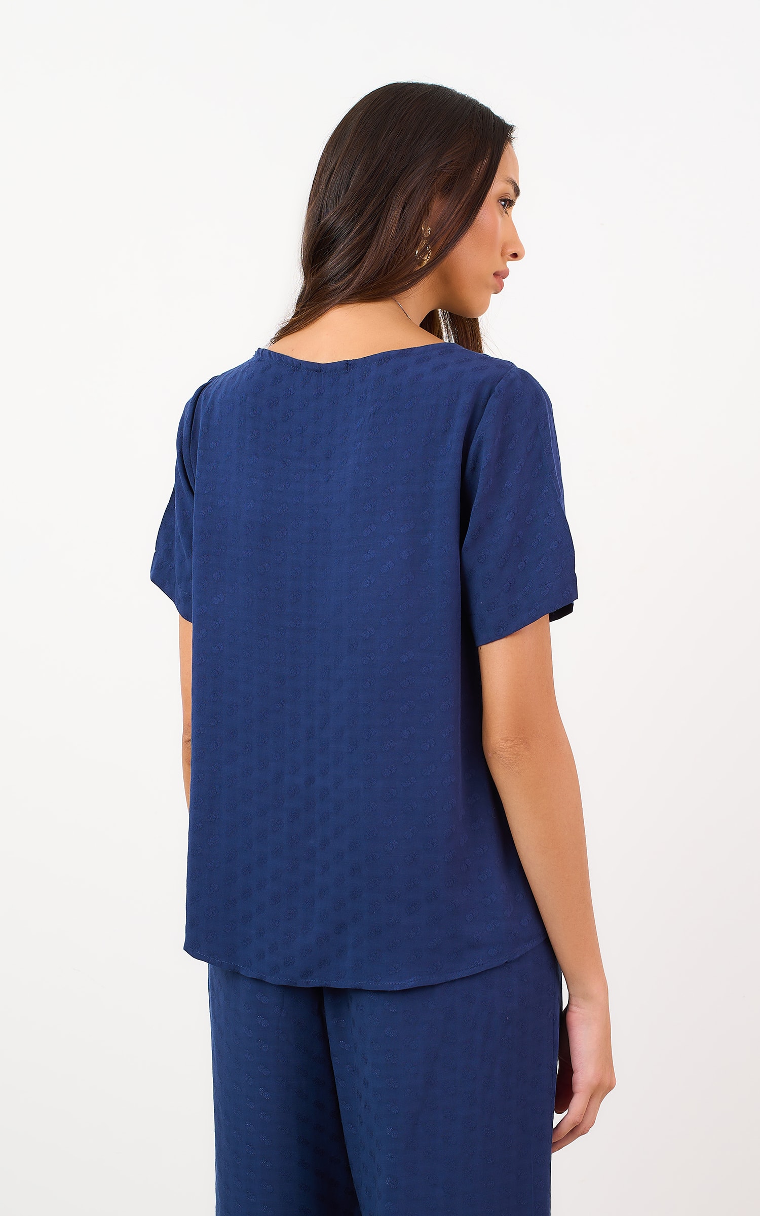 Blusa Mocha Com Manga Marinho