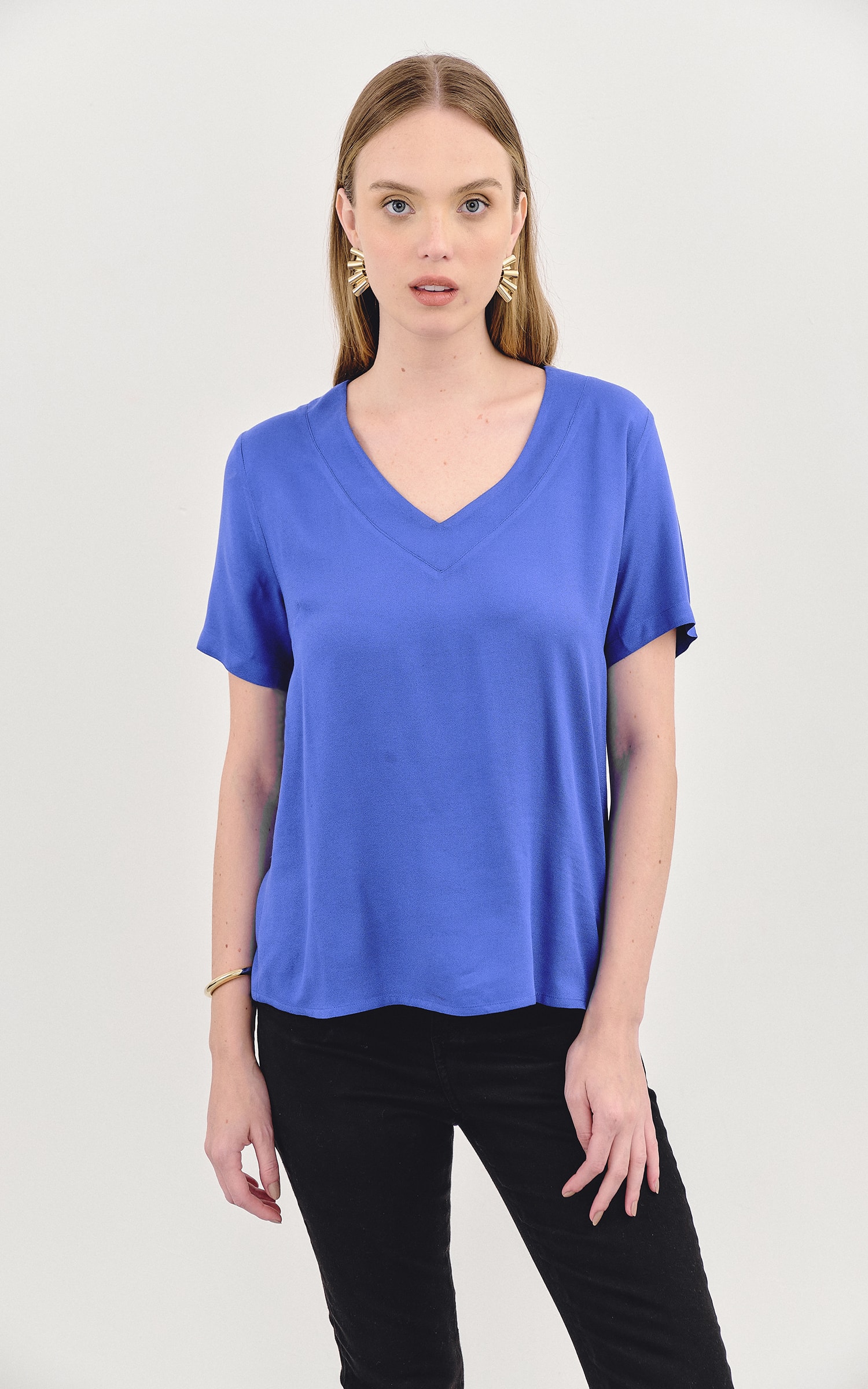 Blusa Moldura Trim Azul