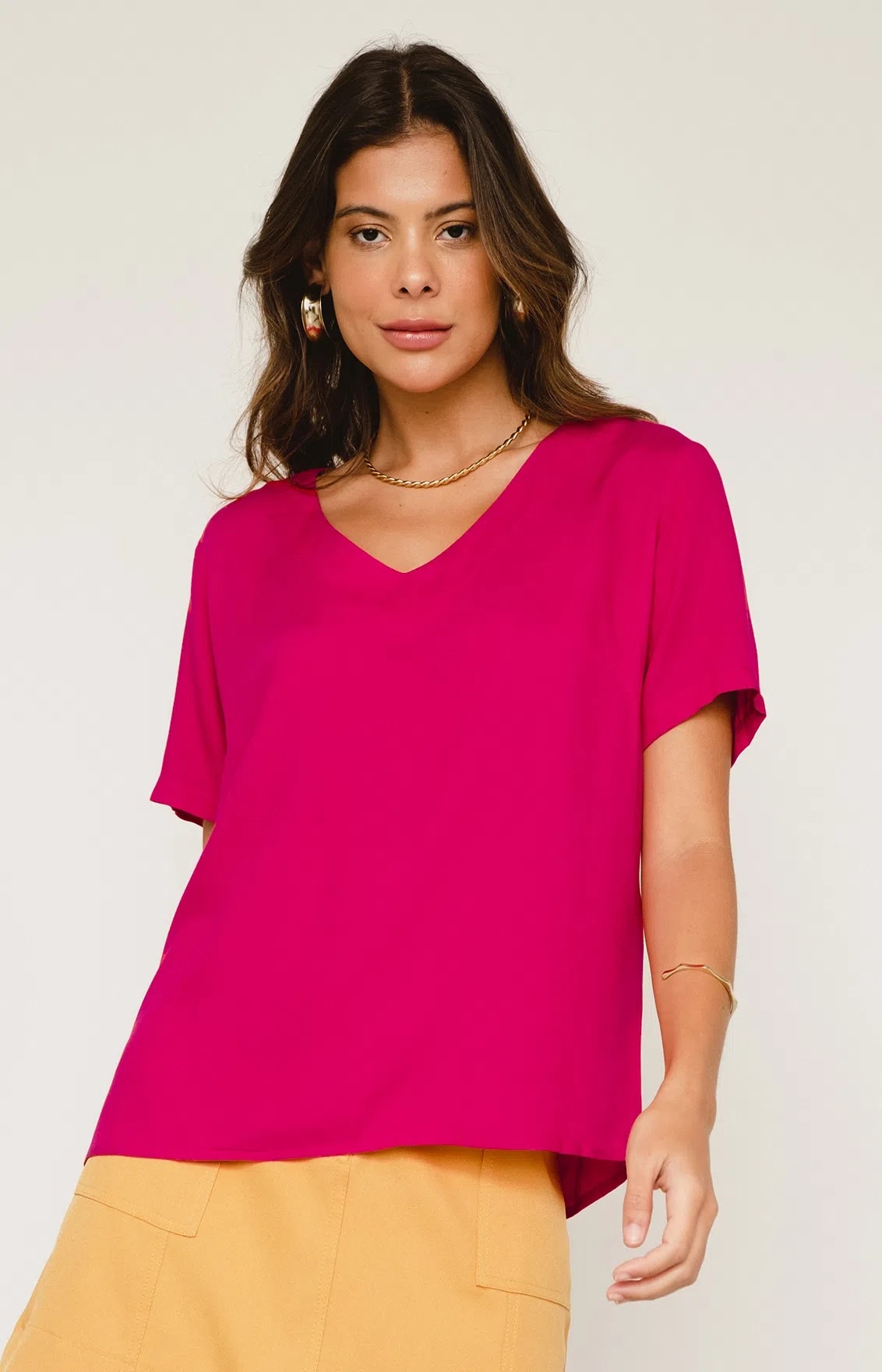 Blusa Moldura Trim Fúcsia