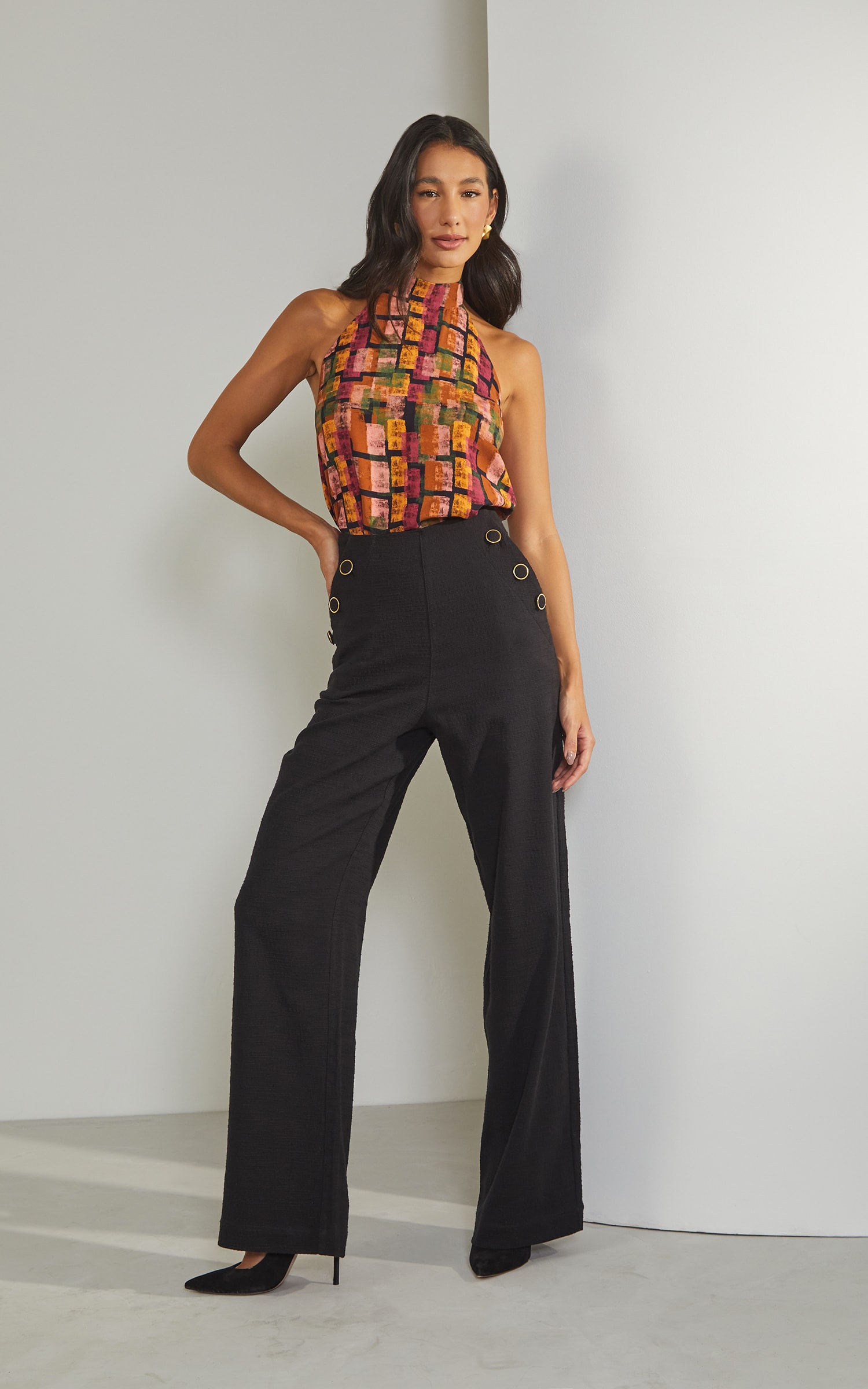 Blusa Mosaico Gola Preto