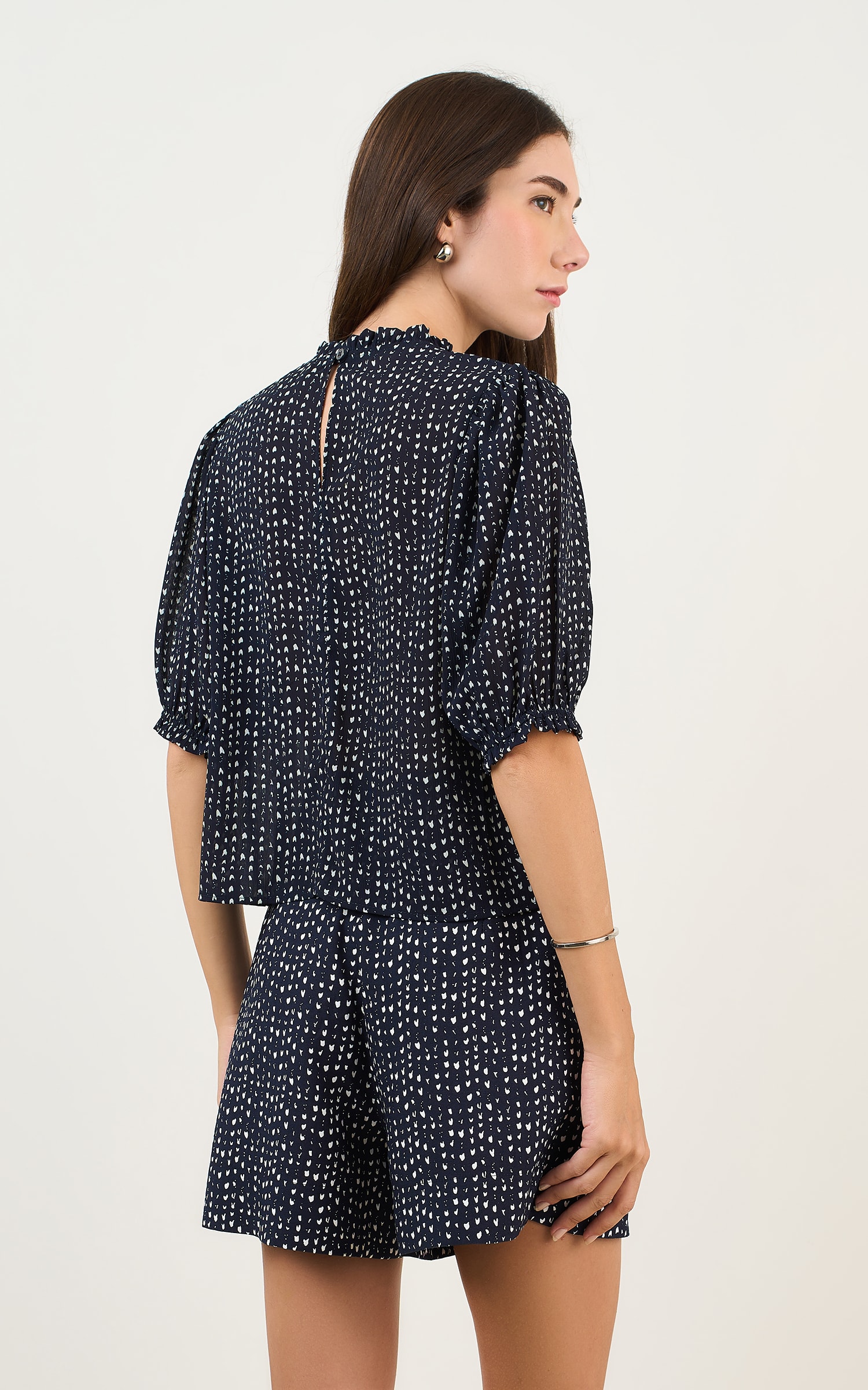 Blusa New Glow Manga Bufante Marinho