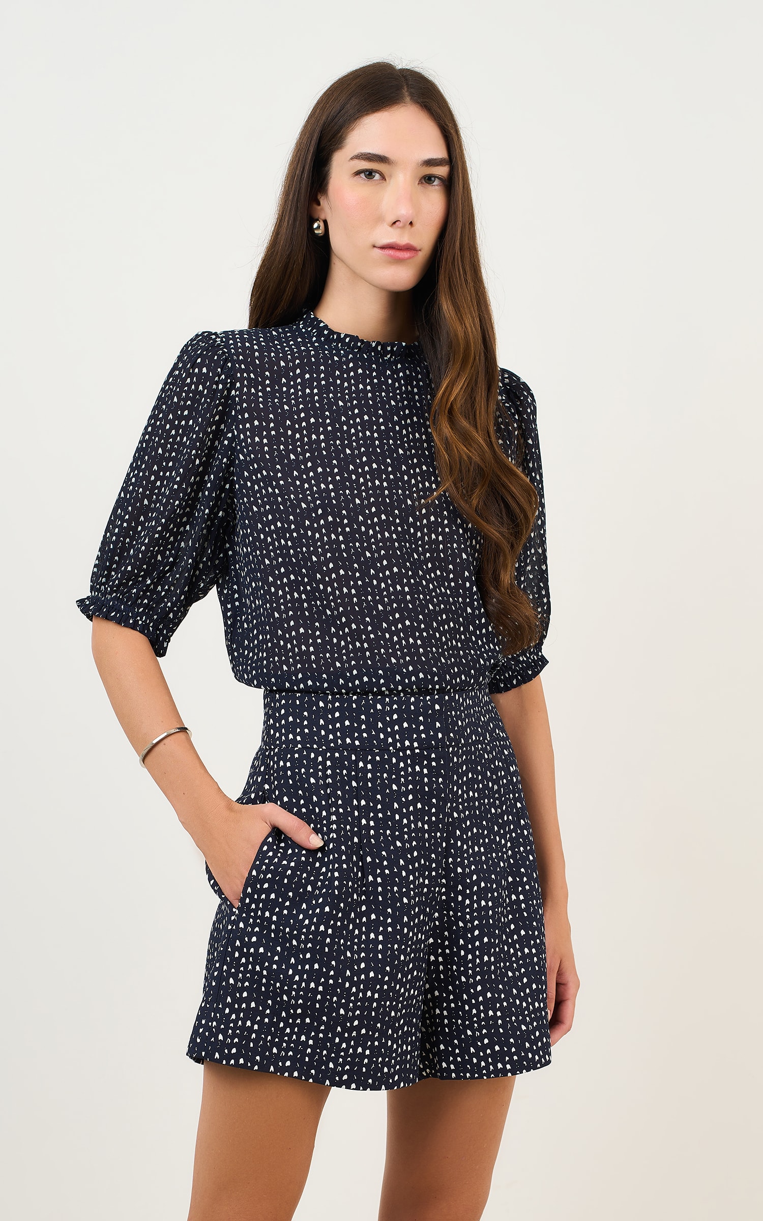 Blusa New Glow Manga Bufante Marinho