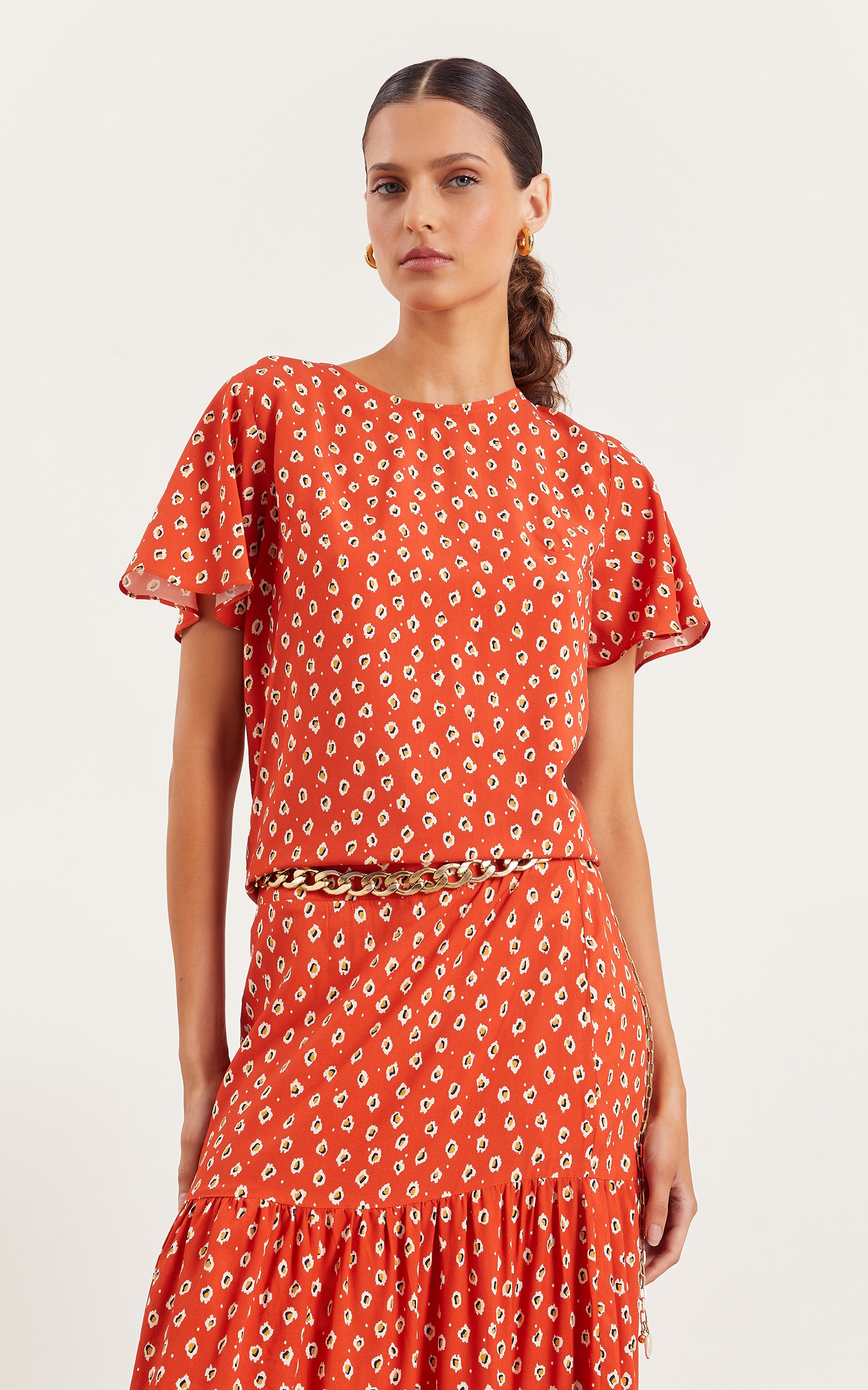 Blusa Nut Detalhe Manga Telha