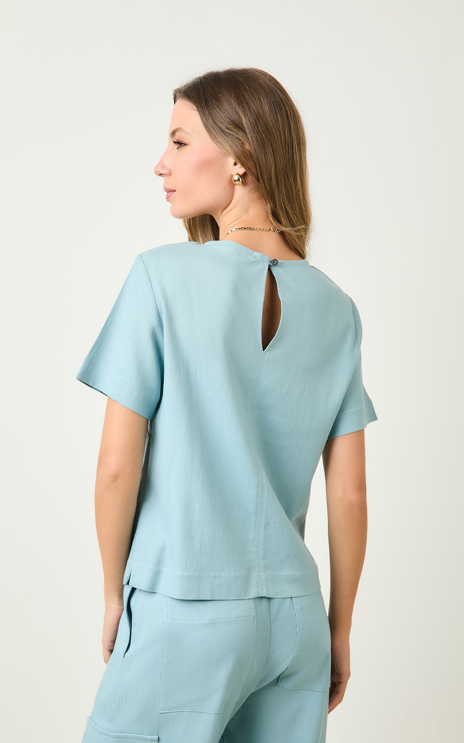 Blusa Pesponto Ipanema Azul Sereno