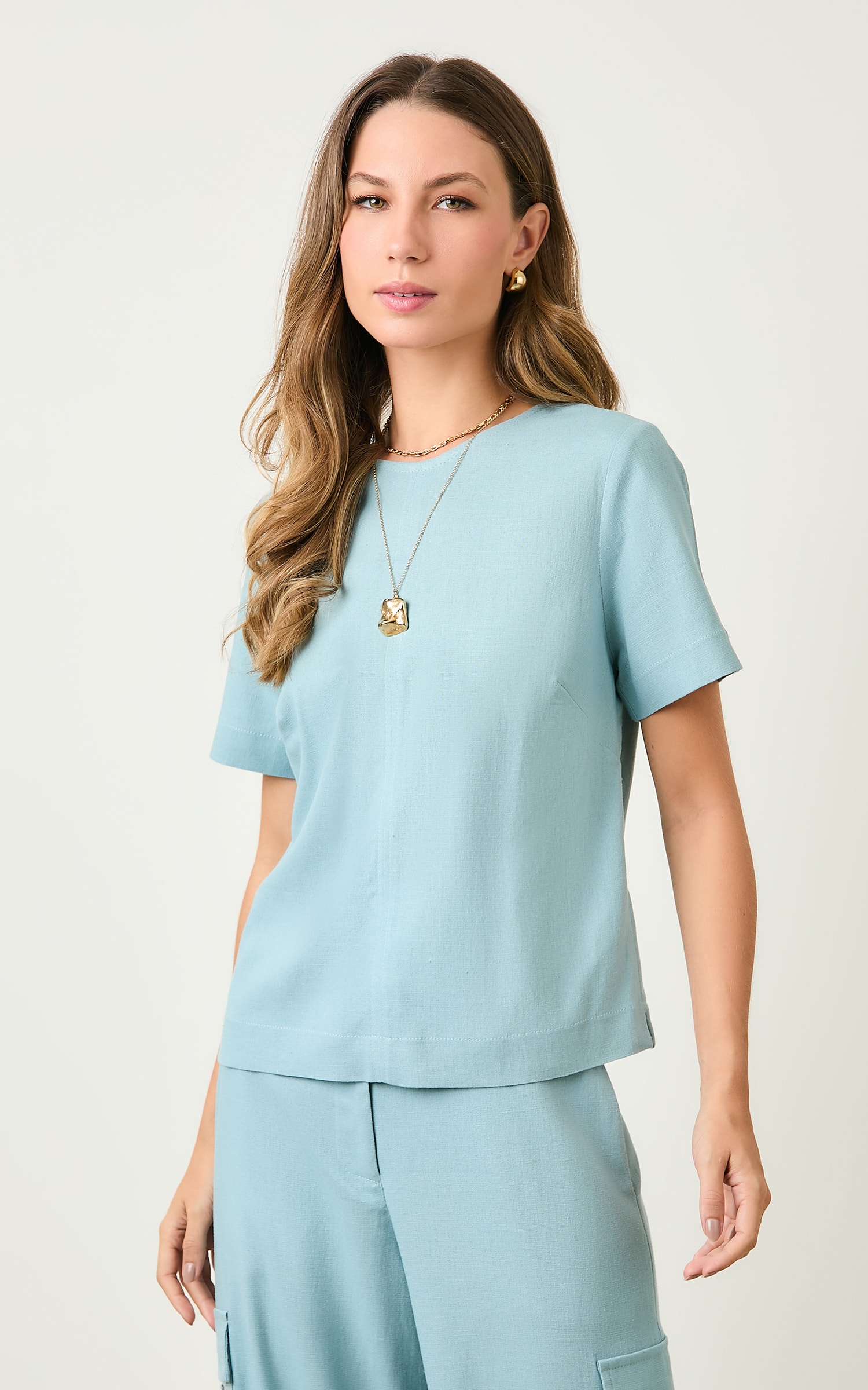 Blusa Pesponto Ipanema Azul Sereno
