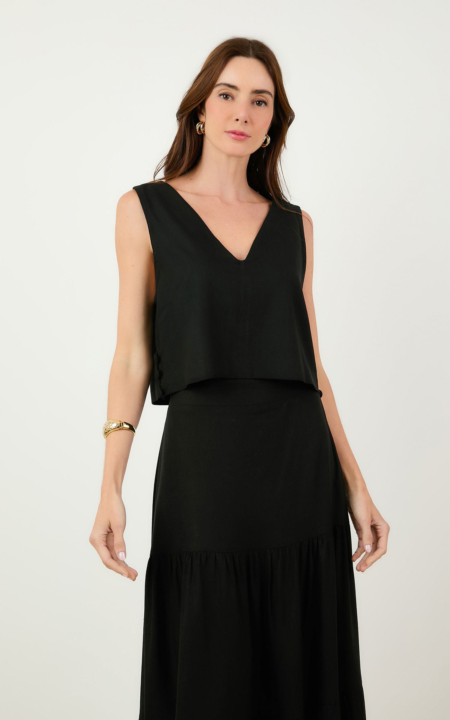 Blusa Pespontos Turmalina Preto