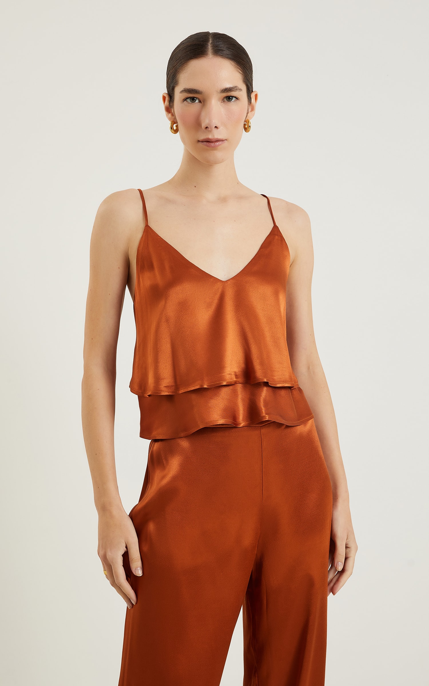 Blusa Pétala Camadas Caramelo