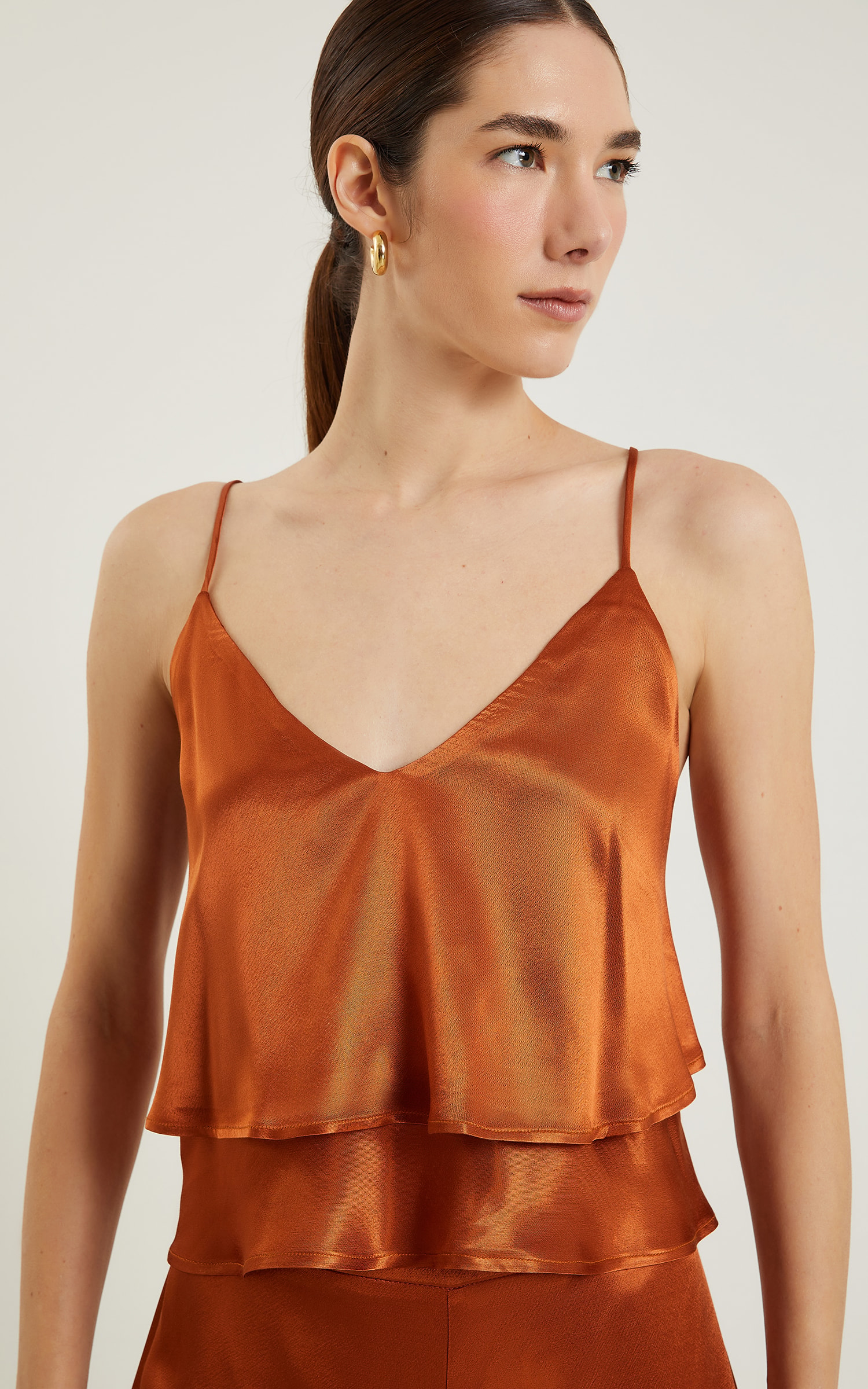 Blusa Pétala Camadas Caramelo