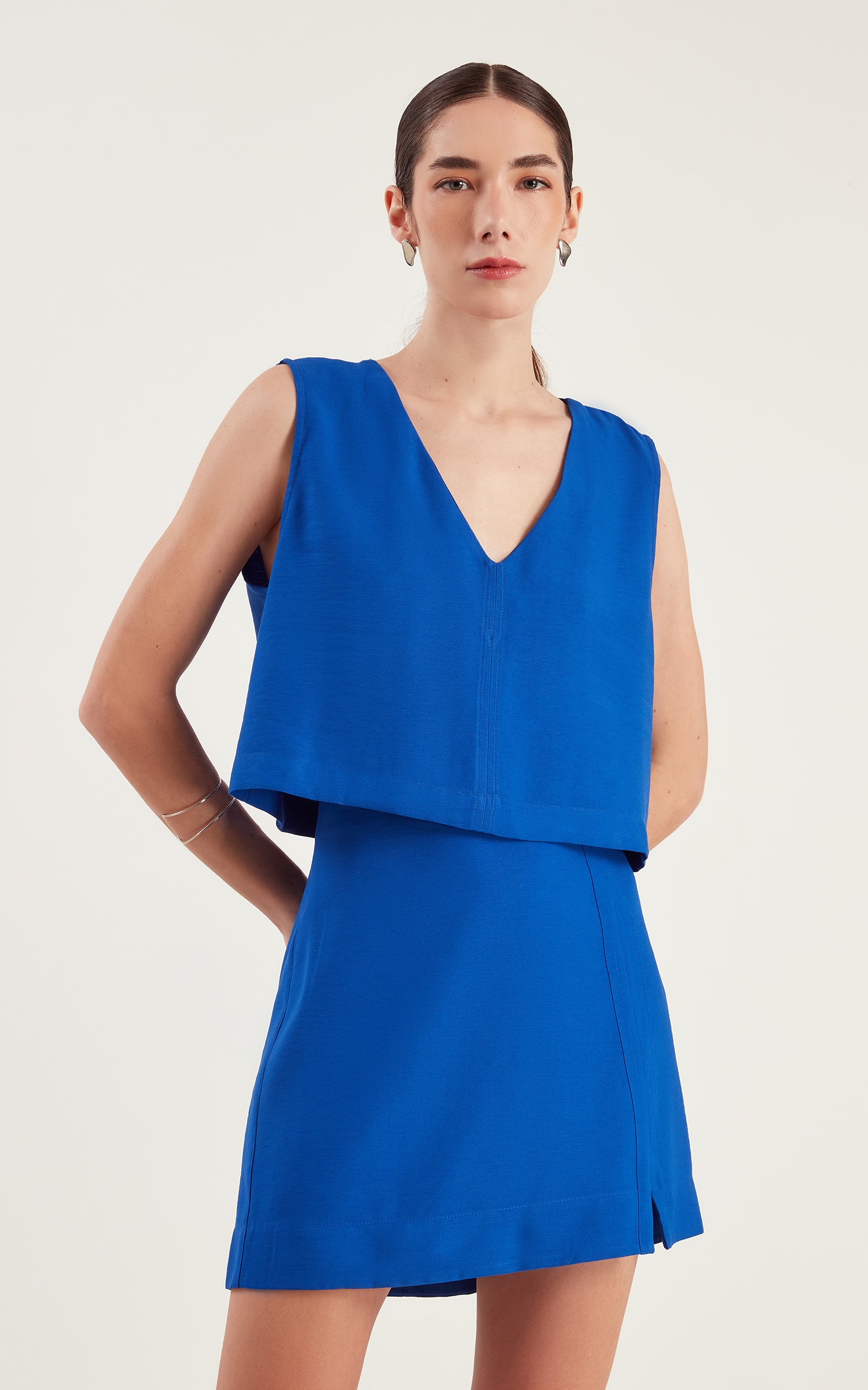 Blusa Petit Decote v Azul Royal
