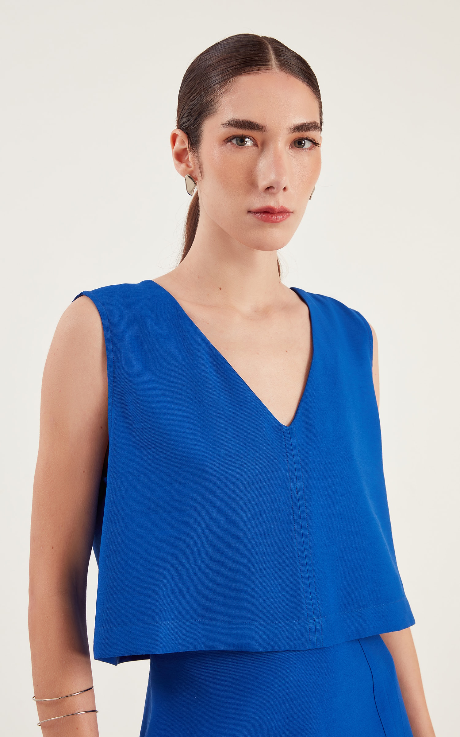 Blusa Petit Decote v Azul Royal