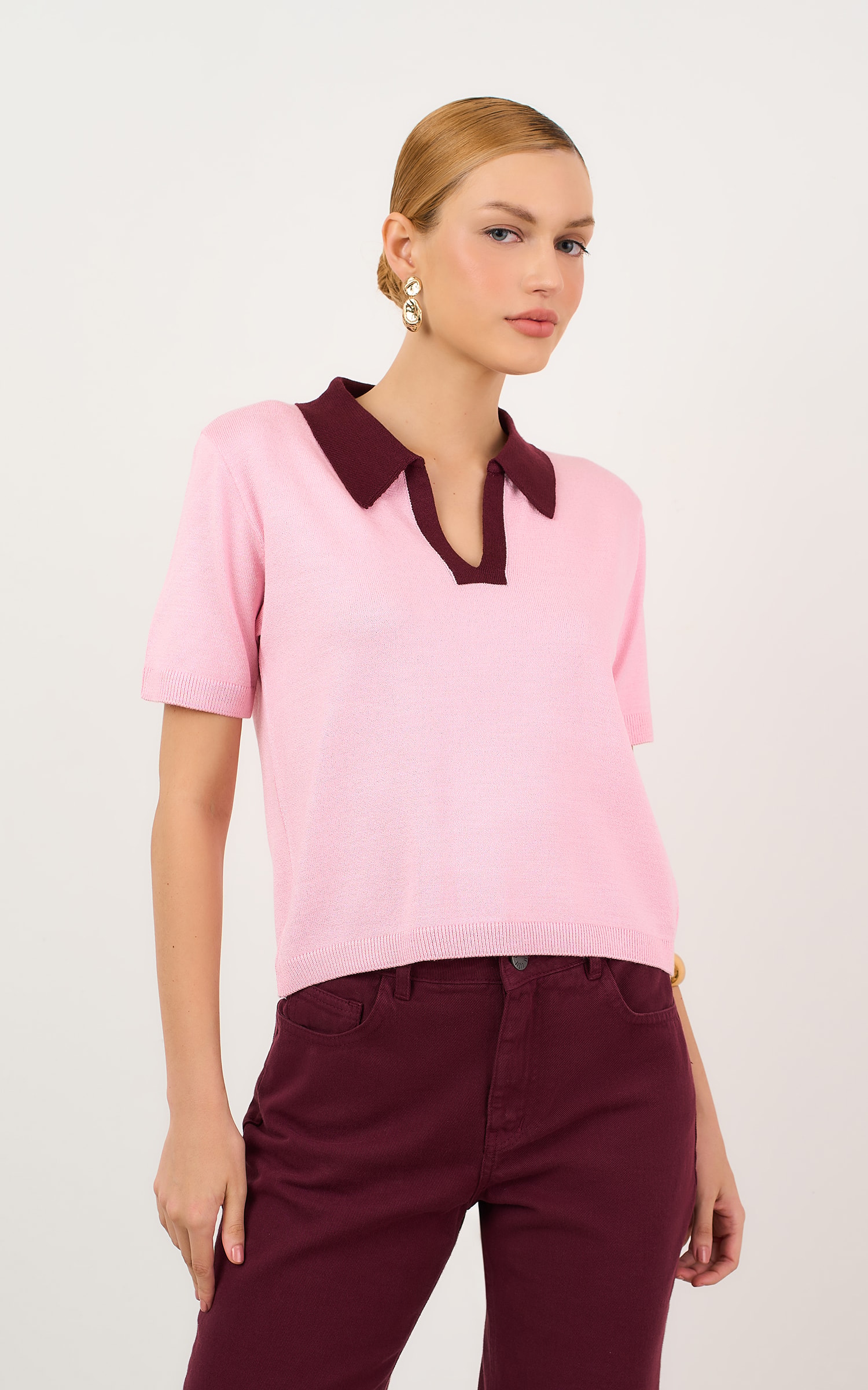 Blusa Polo Tricot Color Ballet