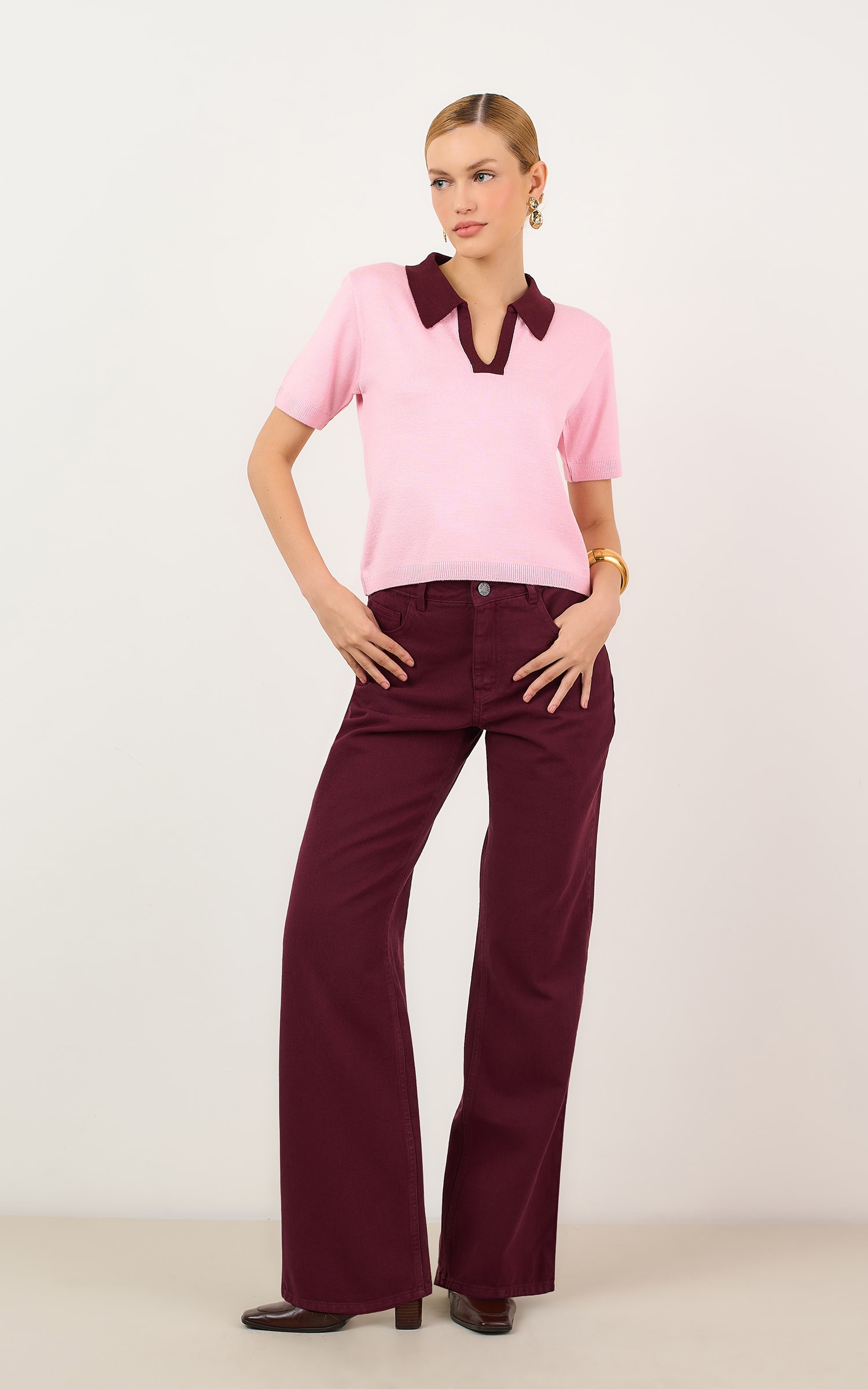 Blusa Polo Tricot Color Ballet
