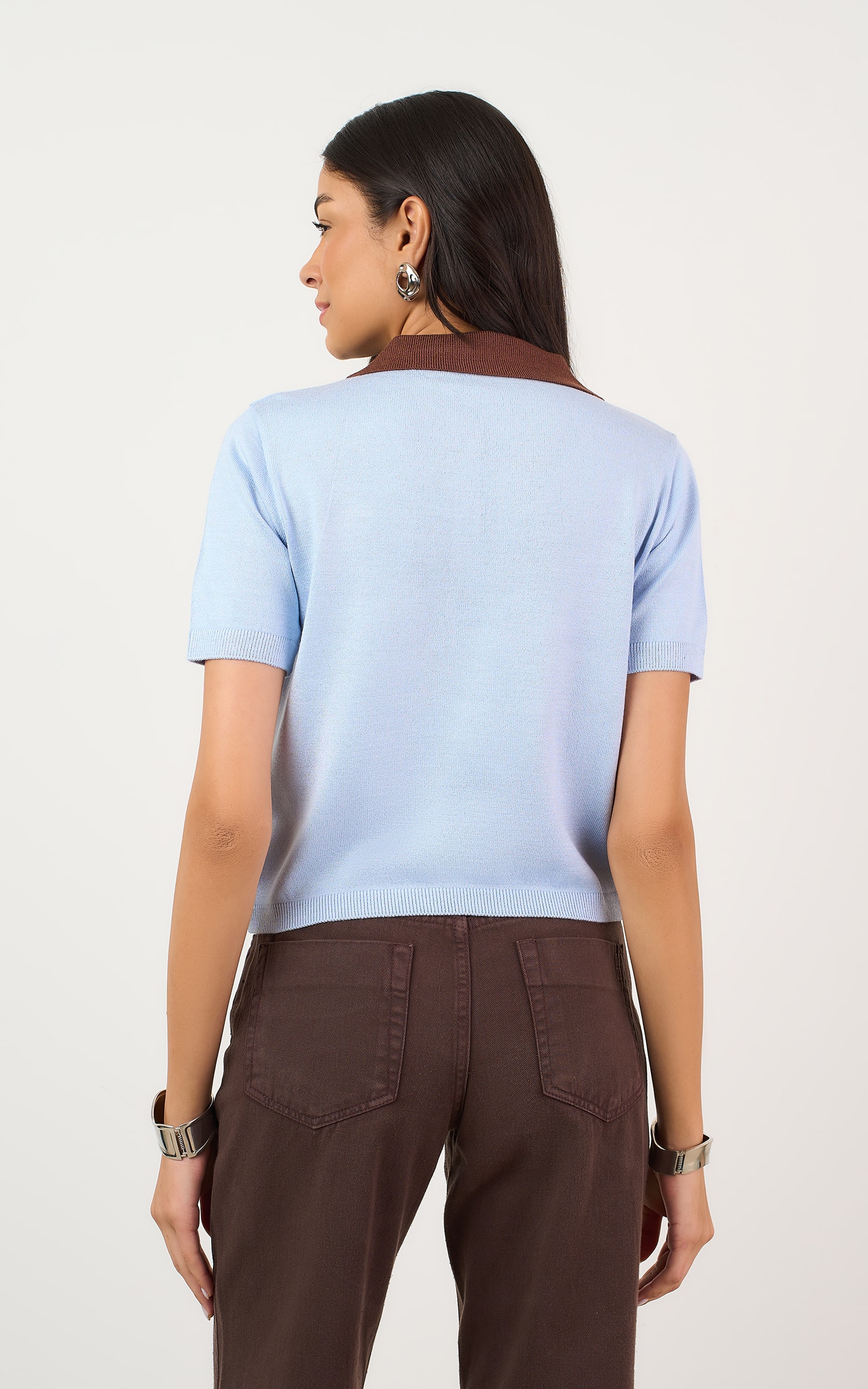 Blusa Polo Tricot Color Nuvem
