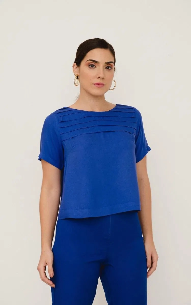Blusa Pregas Alma Azul