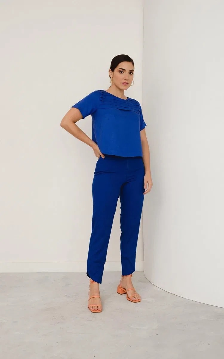 Blusa Pregas Alma Azul
