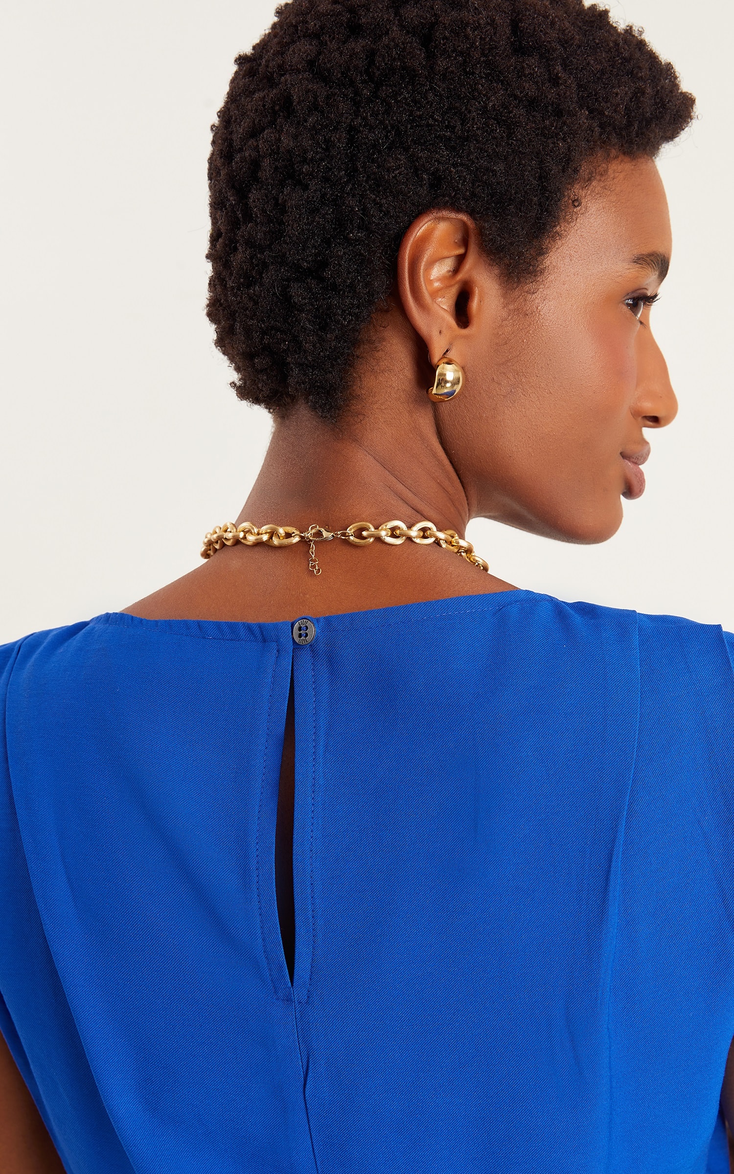 Blusa Pregas Ombro Summer Azul Royal