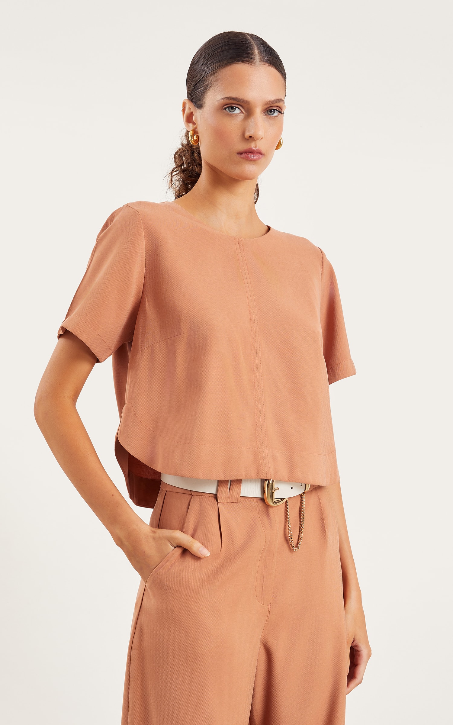 Blusa Pureza Fraldada Amendoa