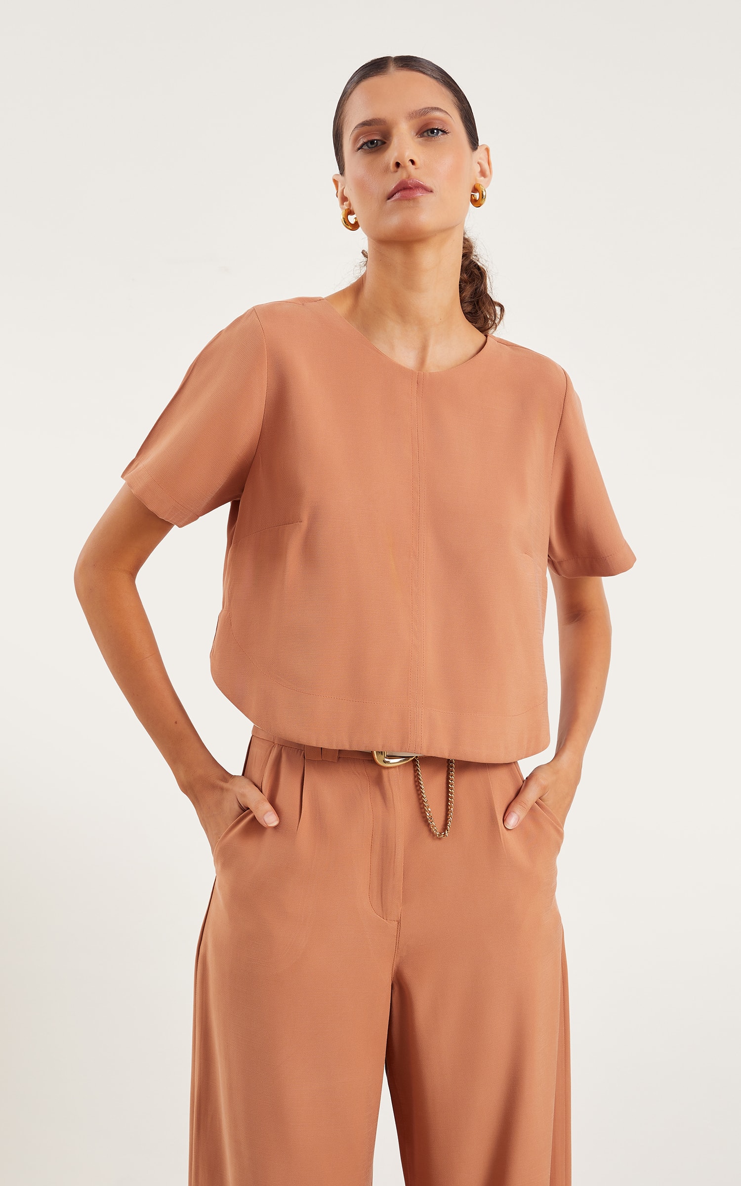 Blusa Pureza Fraldada Amendoa
