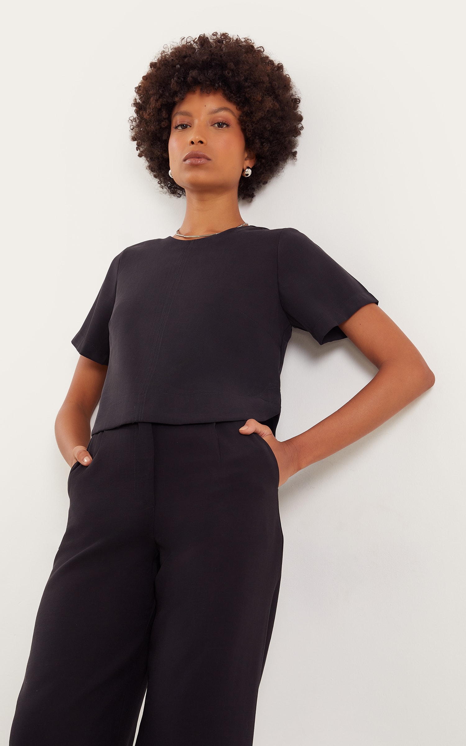 Blusa Pureza Fraldada Preto