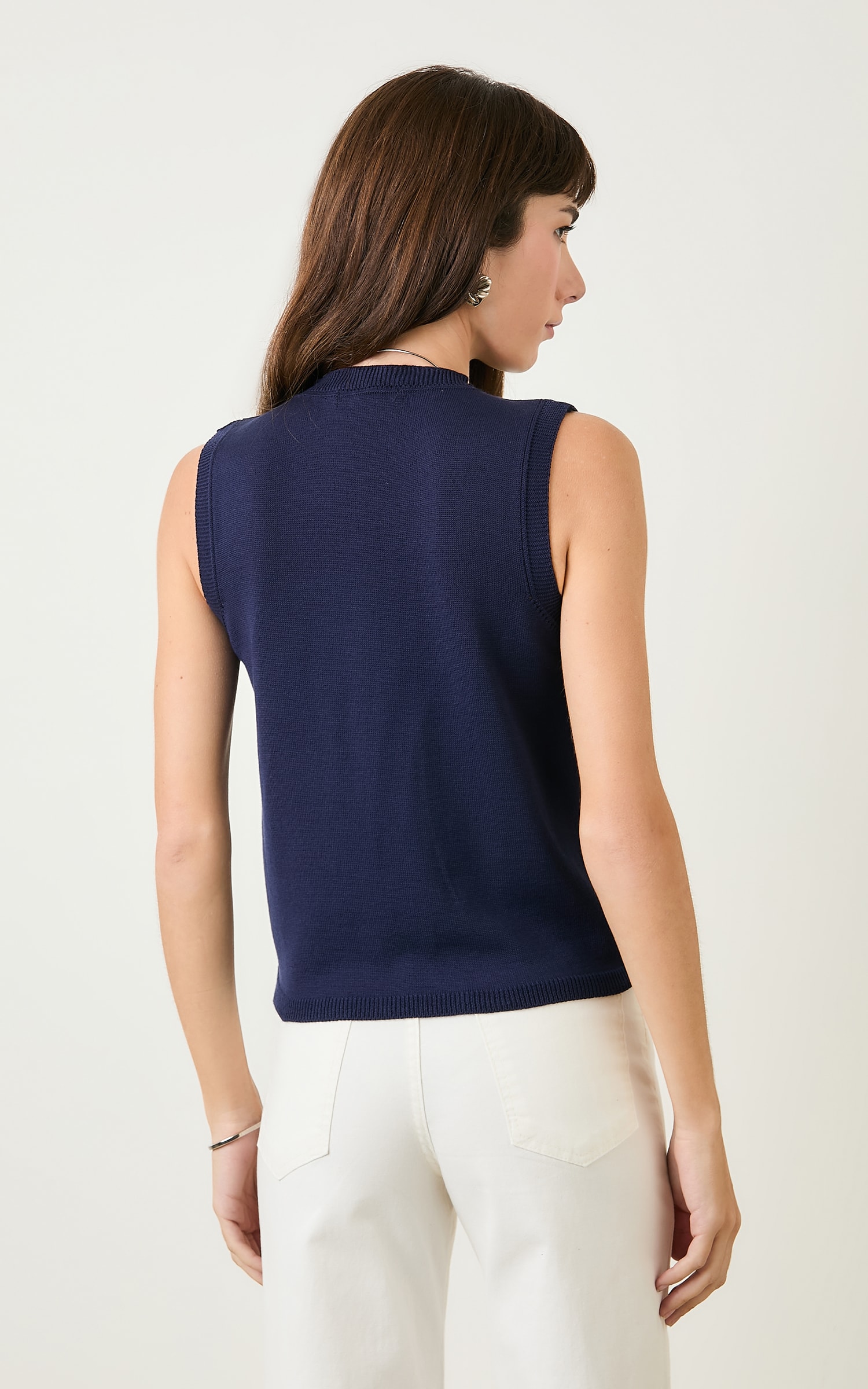 Blusa Retilinea Tricot Marinho