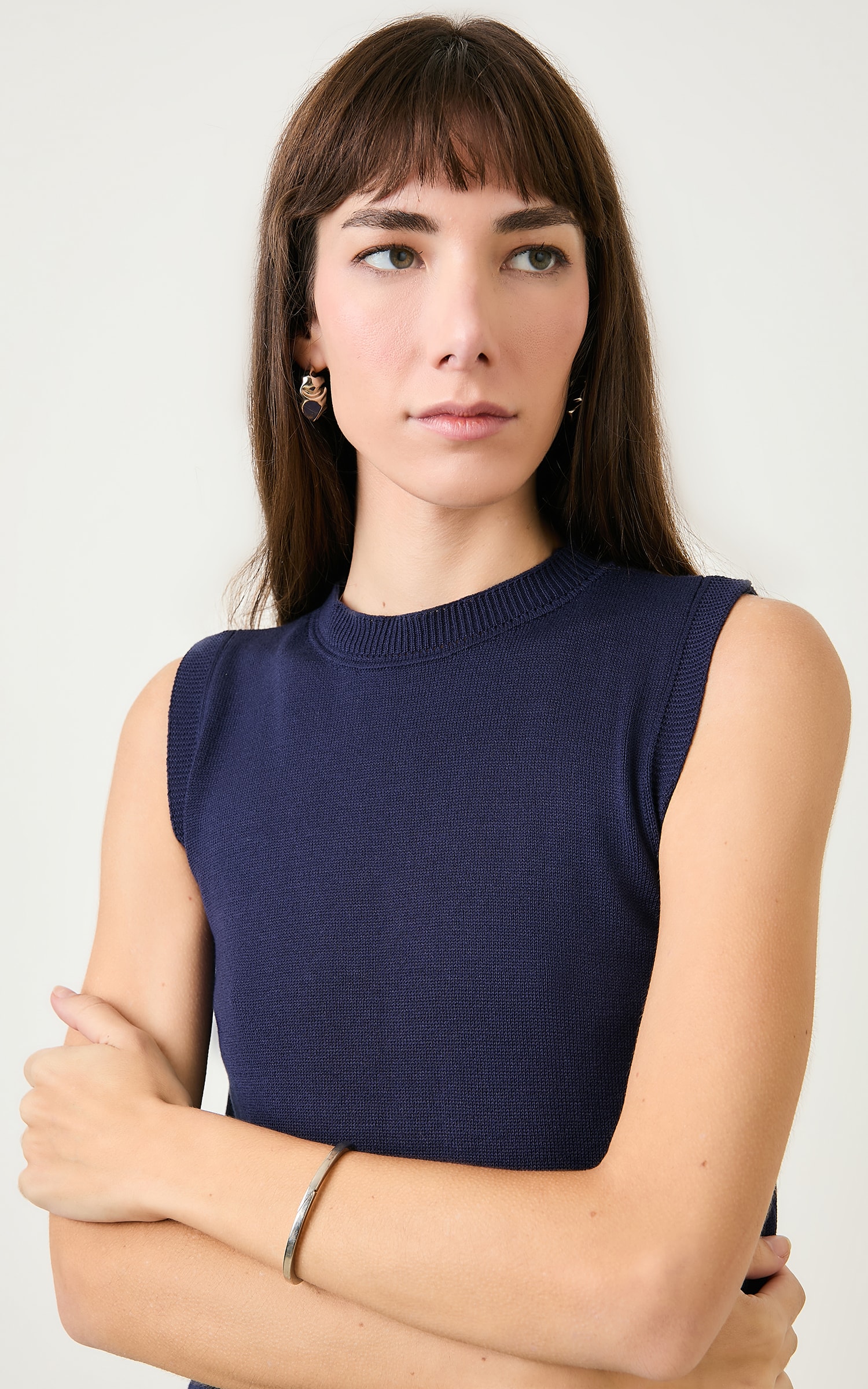 Blusa Retilinea Tricot Marinho