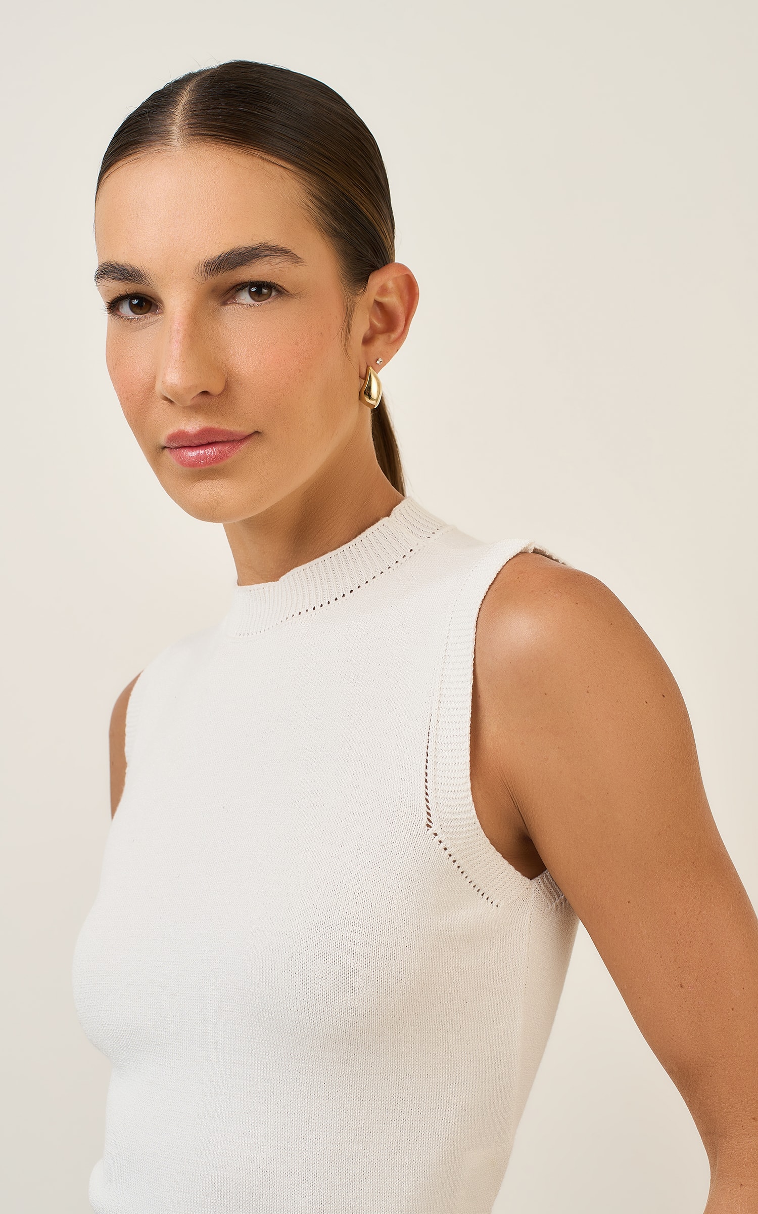 Blusa Retilinea Tricot Off White