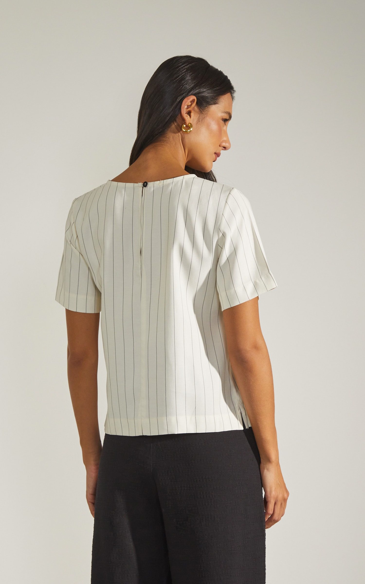 Blusa Risca de Giz Off White